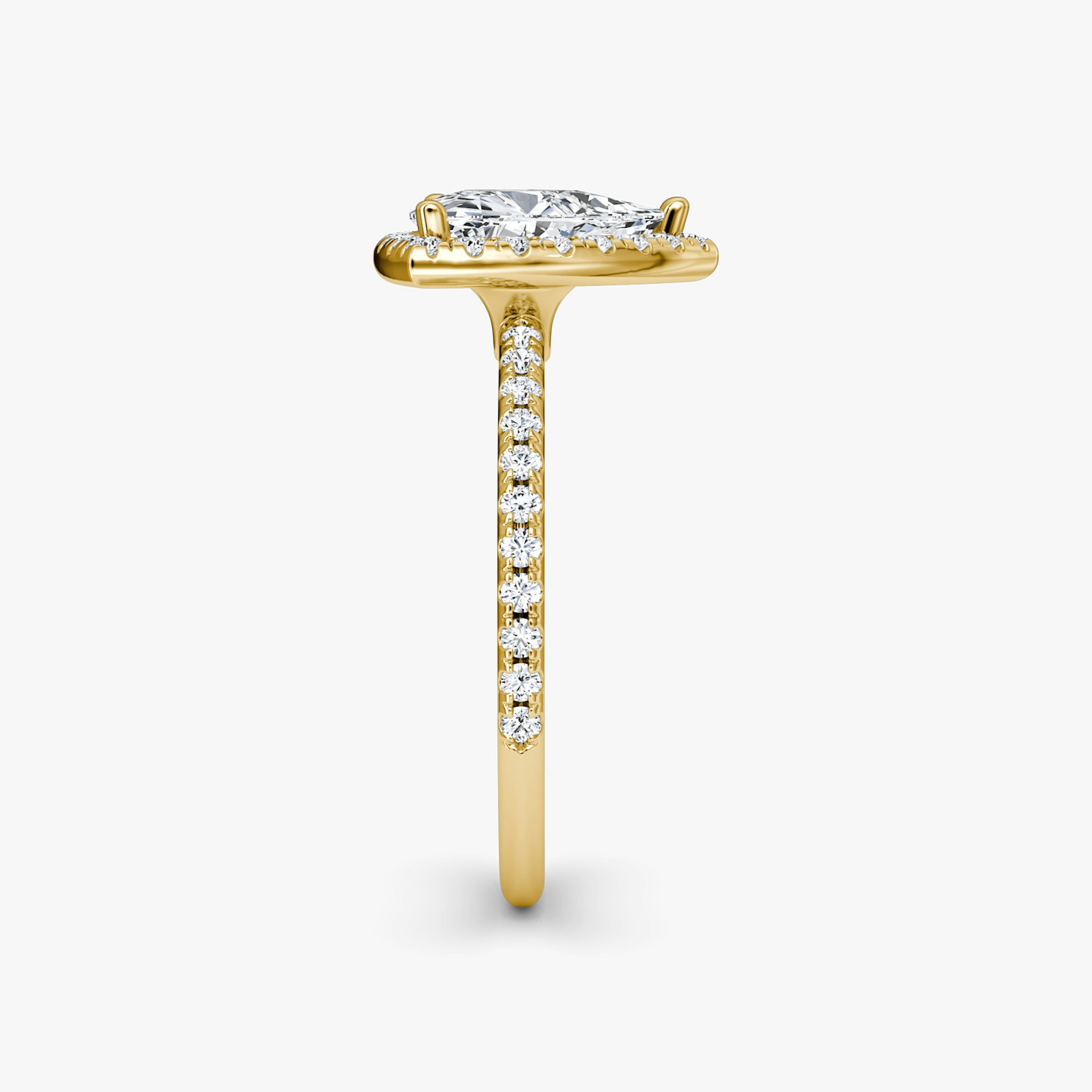 The Halo | Trillion | 18k | Yellow Gold | bandAccent: Pavé | haloSize: original | diamondOrientation: vertical | caratWeight: other