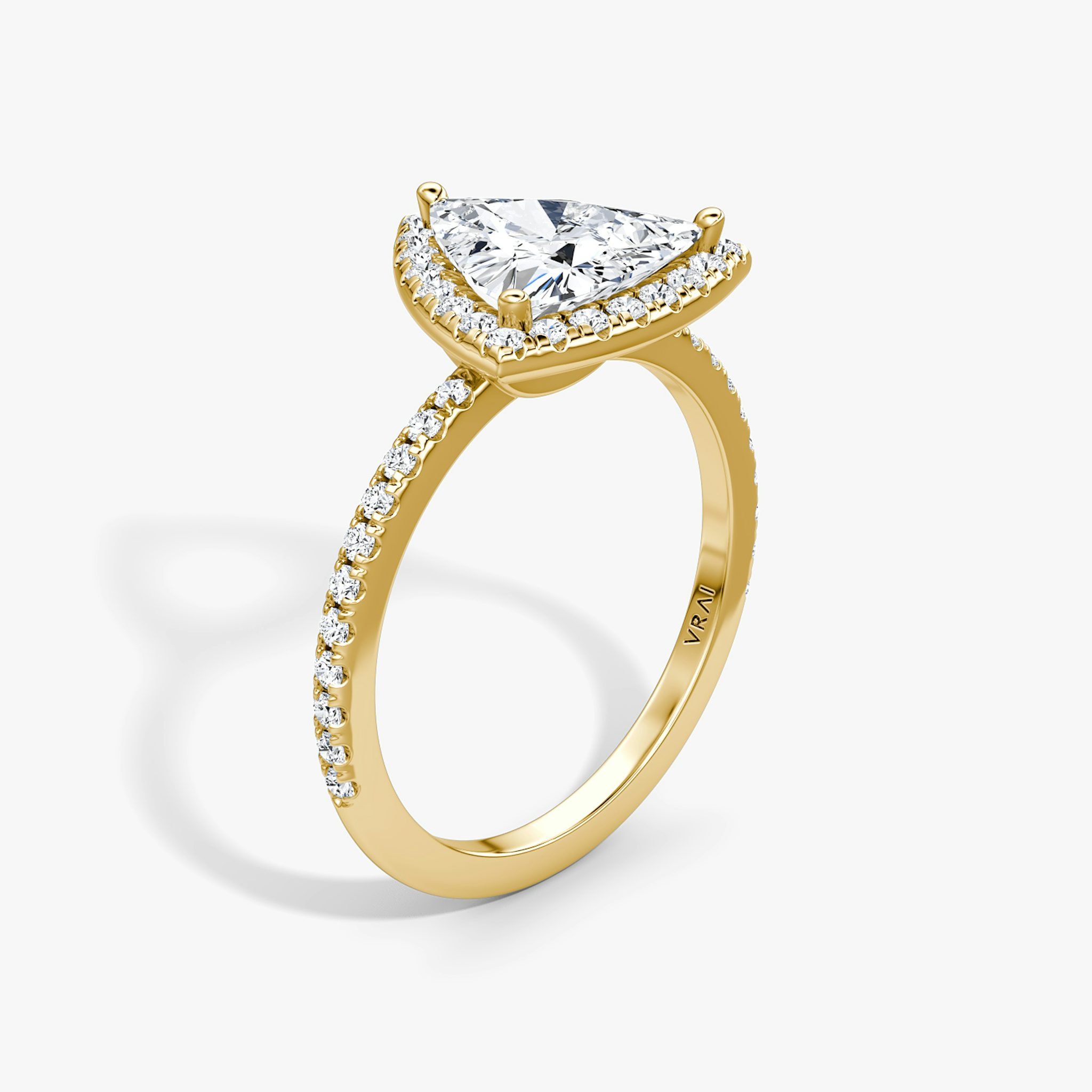 The Halo | Trillion | 18k | Yellow Gold | bandAccent: Pavé | haloSize: original | diamondOrientation: vertical | caratWeight: other