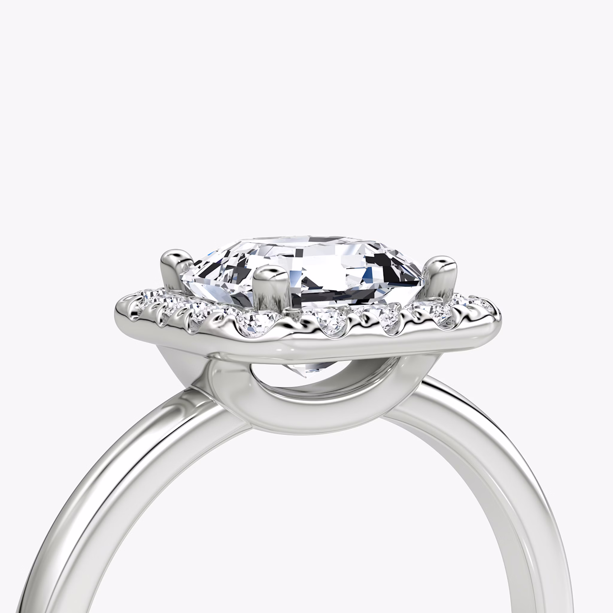 The Halo | Asscher | Platinum | bandAccent: Plain | haloSize: large | diamondOrientation: vertical | caratWeight: other