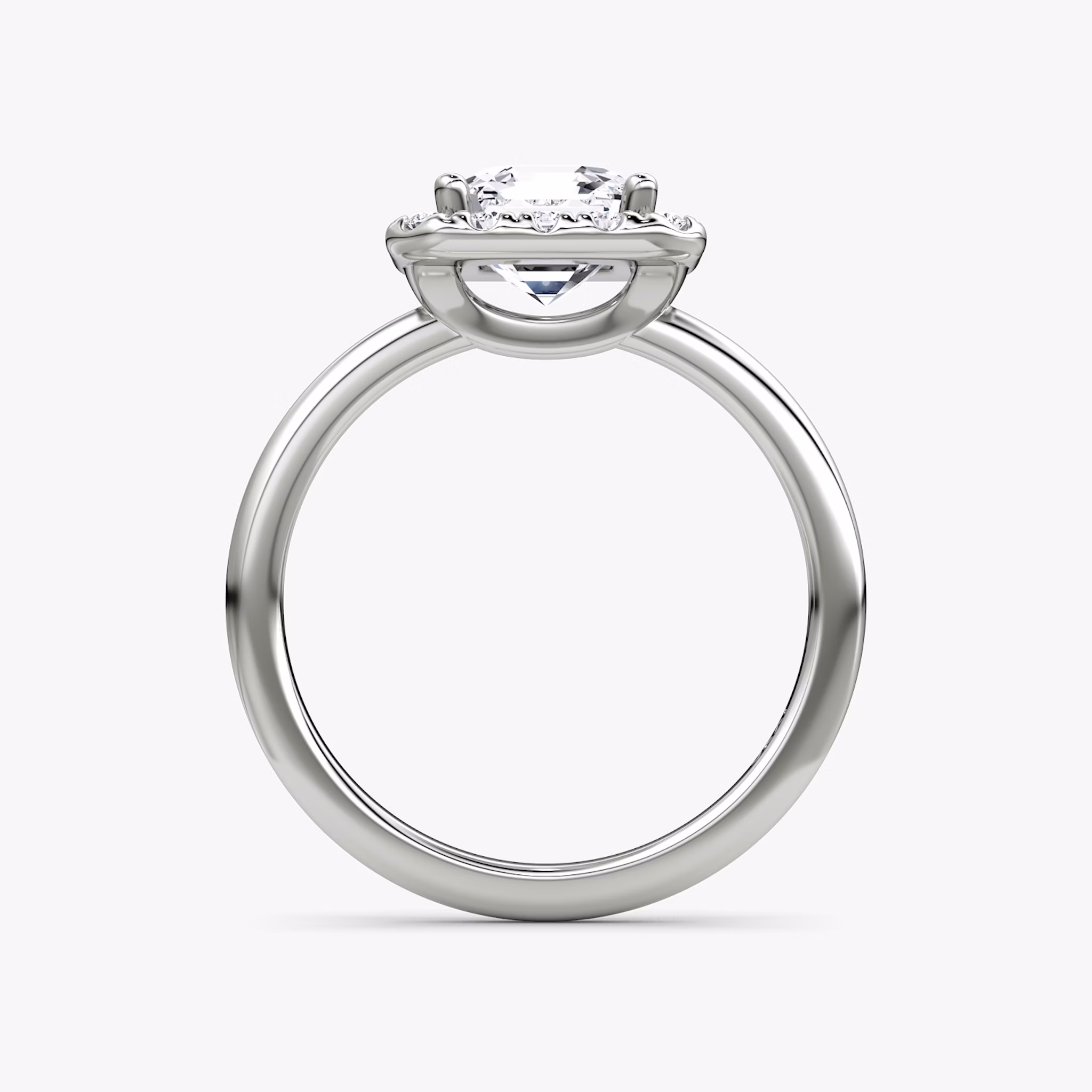 The Halo | Asscher | Platinum | bandAccent: Plain | haloSize: large | diamondOrientation: vertical | caratWeight: other