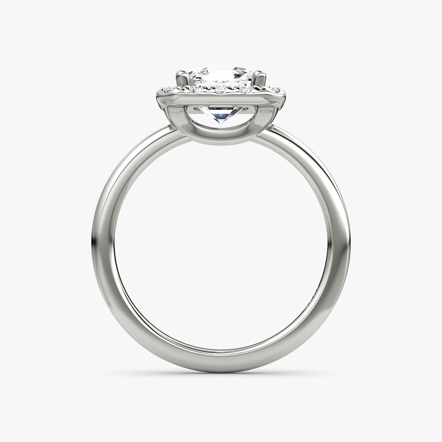 Anillo de compromiso Halo | Asscher | Platino | bandAccent: Simple | haloSize: large | diamondOrientation: vertical | caratWeight: other