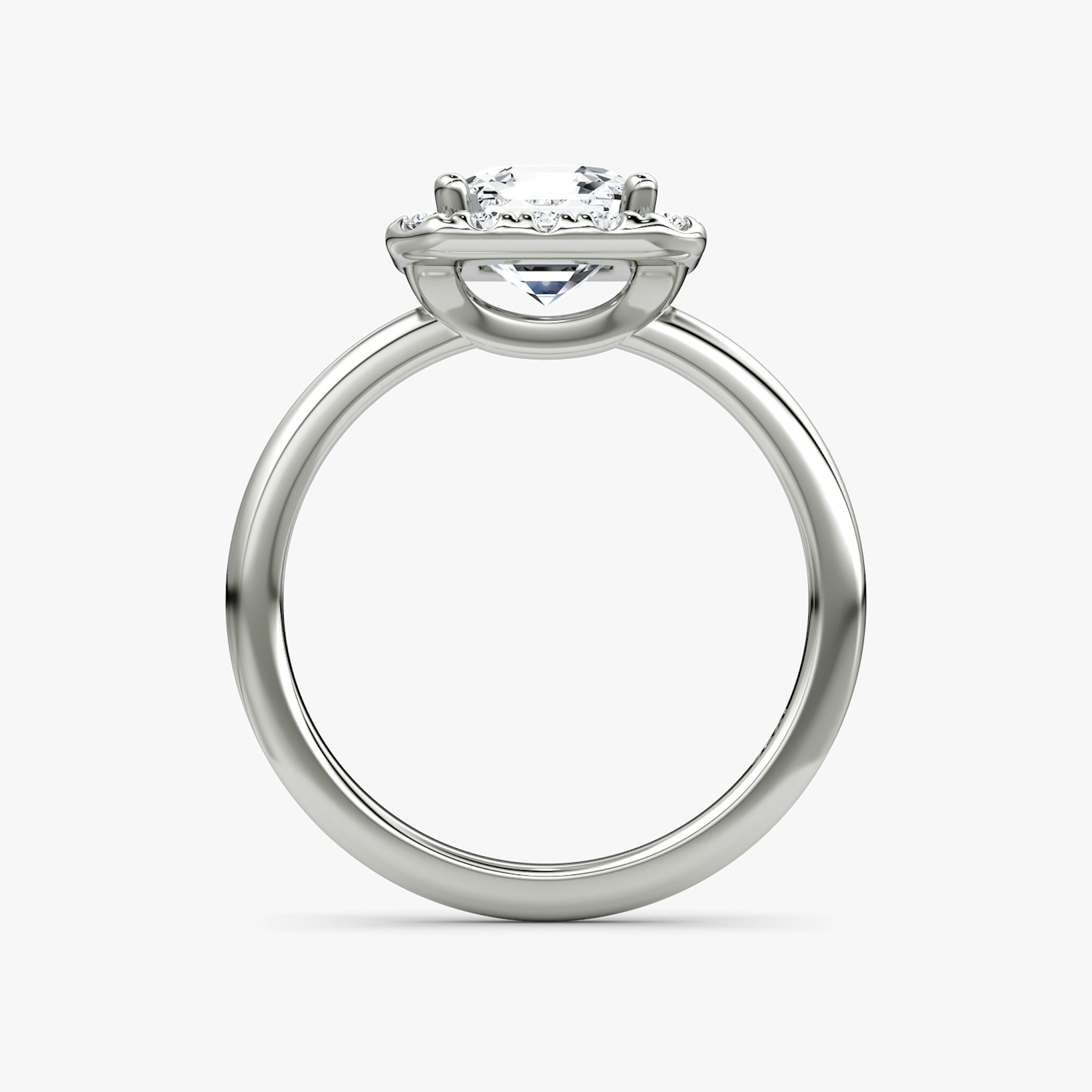The Halo | Asscher | Platinum | bandAccent: Plain | haloSize: large | diamondOrientation: vertical | caratWeight: other