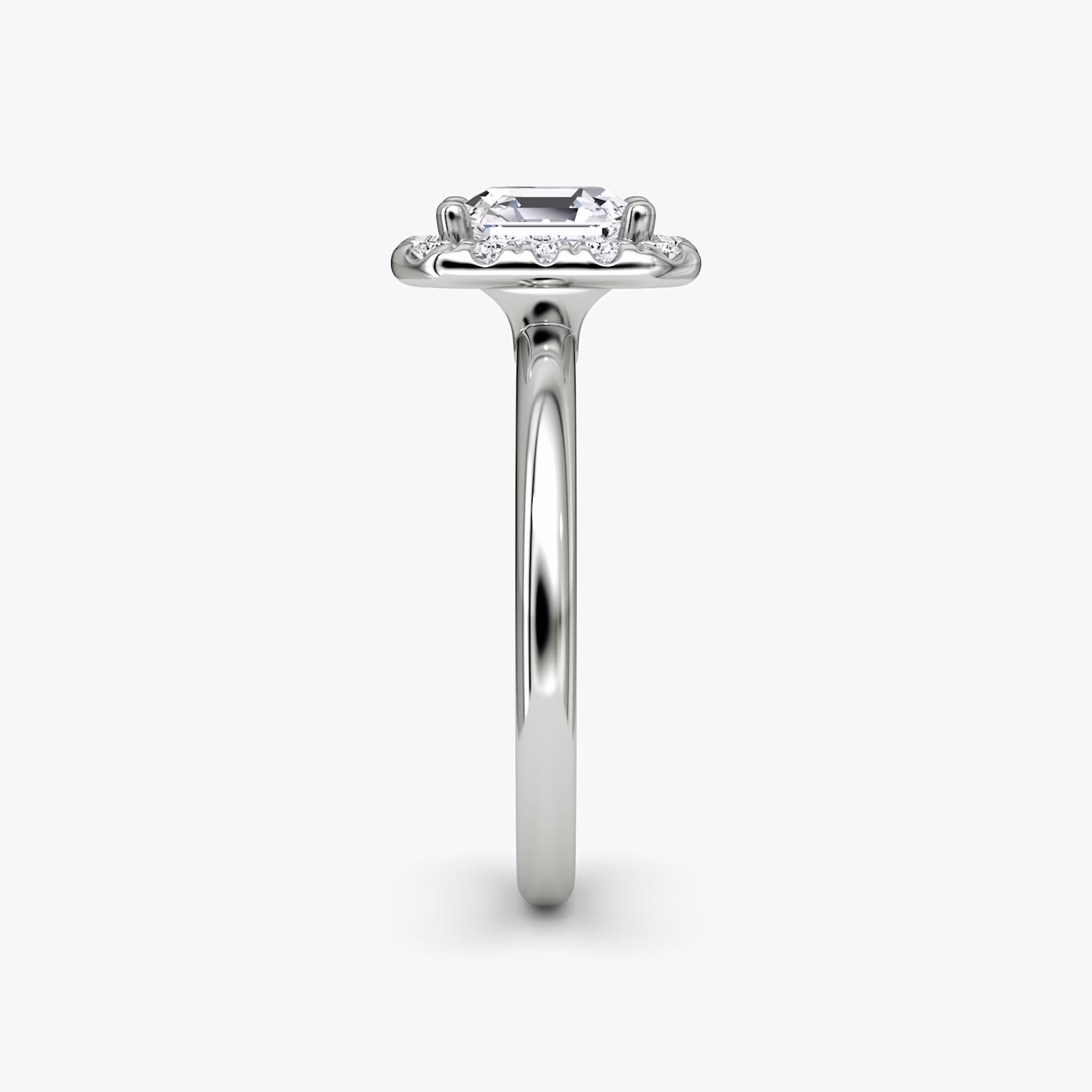 The Halo | Asscher | Platinum | bandAccent: Plain | haloSize: large | diamondOrientation: vertical | caratWeight: other