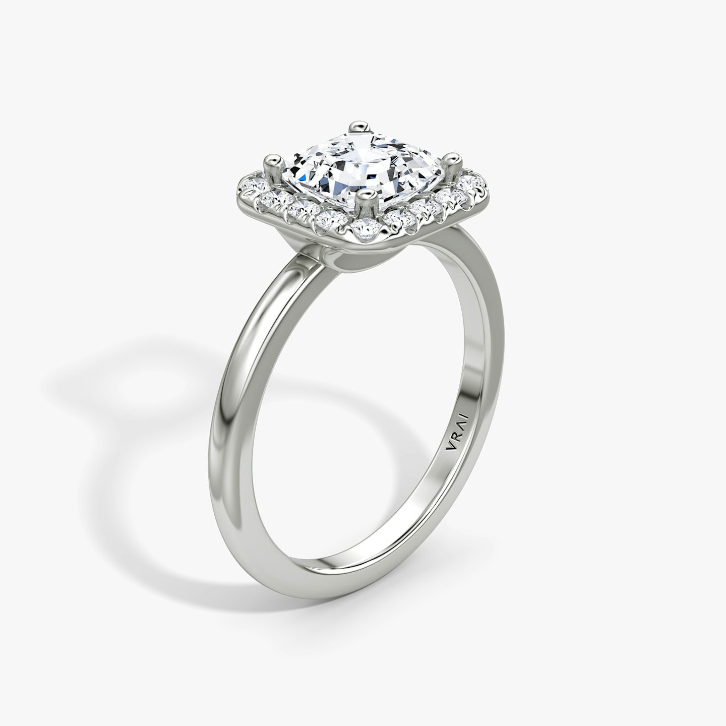 Anillo de compromiso Halo | Asscher | Platino | bandAccent: Simple | haloSize: large | diamondOrientation: vertical | caratWeight: other