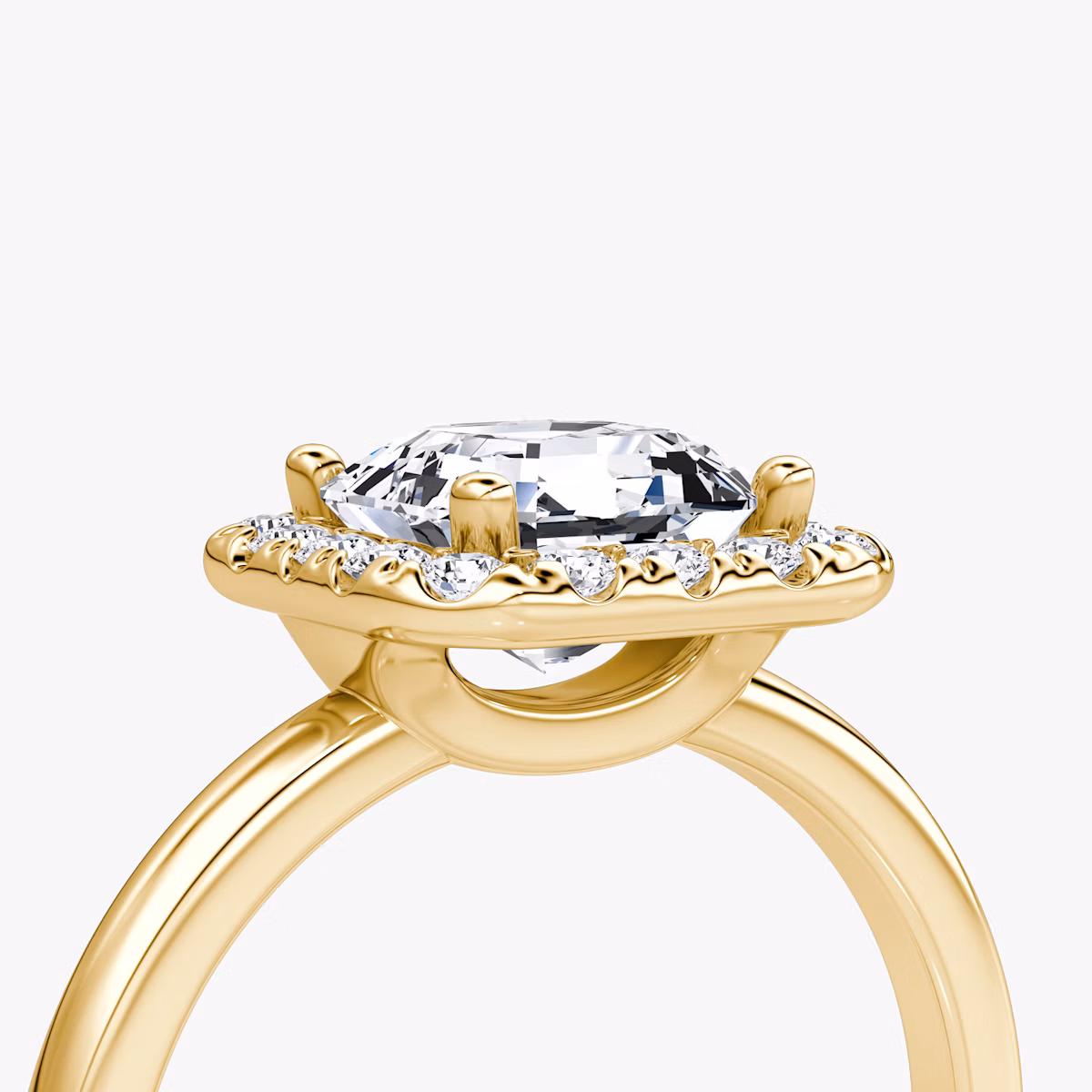 The Halo | Asscher | 18k | Yellow Gold | bandAccent: Plain | haloSize: large | diamondOrientation: vertical | caratWeight: other