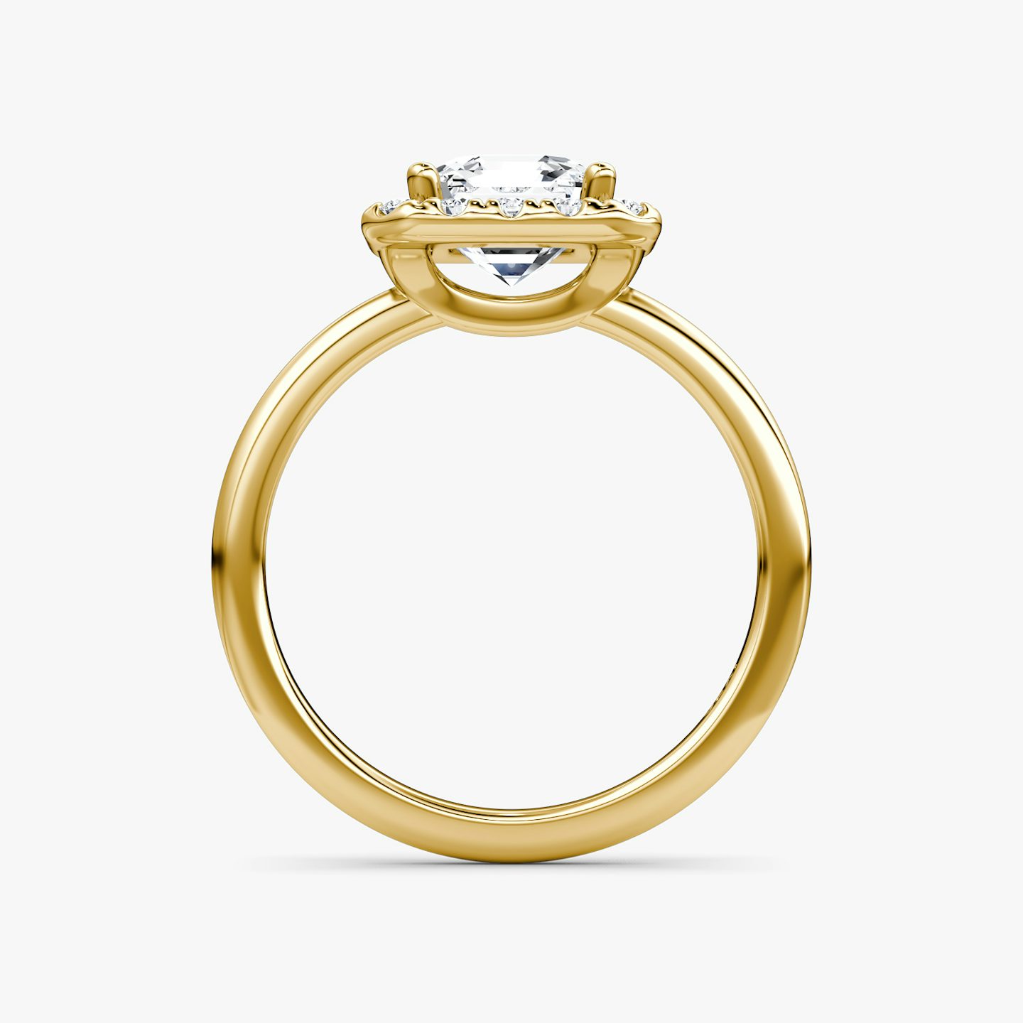 The Halo | Asscher | 18k | Yellow Gold | bandAccent: Plain | haloSize: large | diamondOrientation: vertical | caratWeight: other