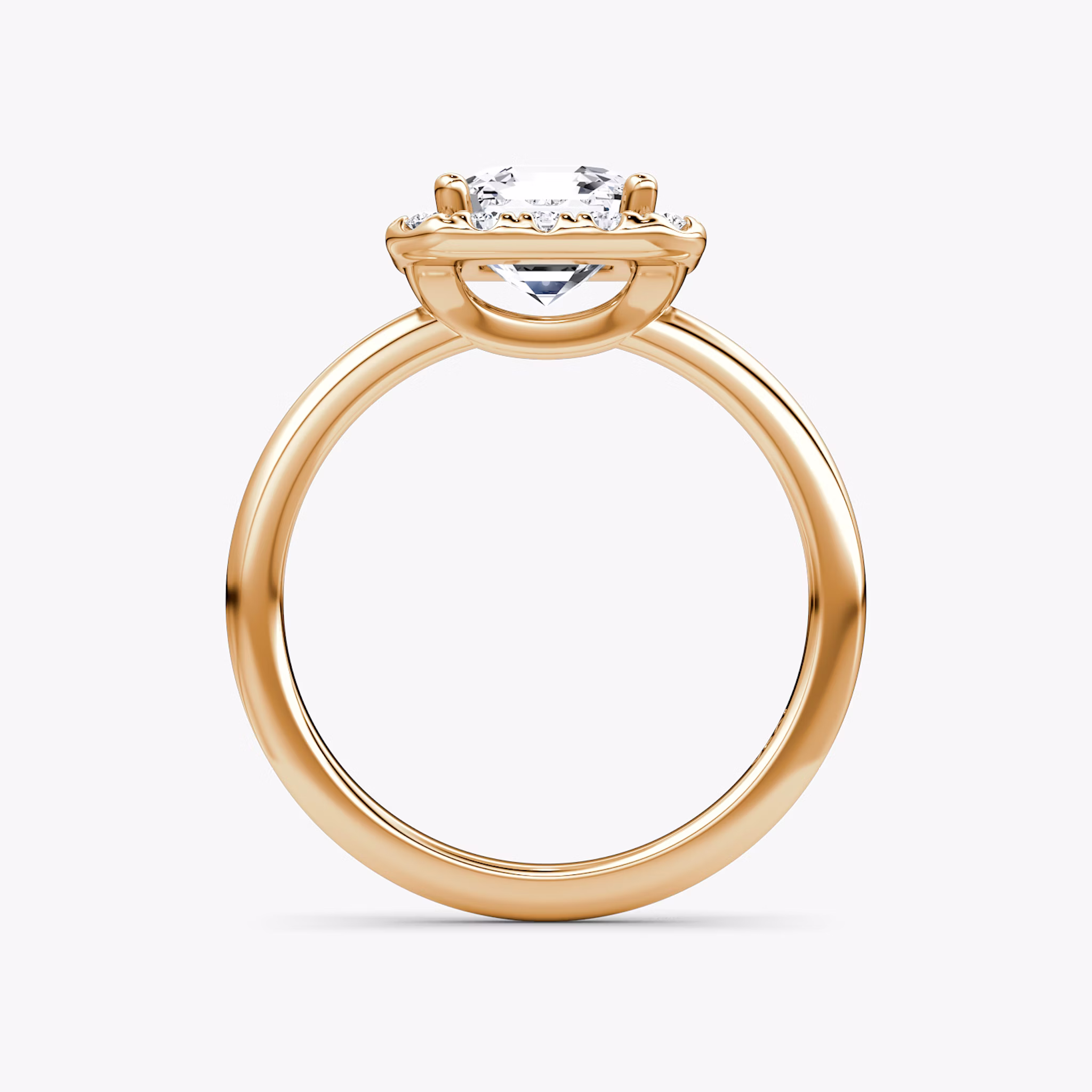 The Halo | Asscher | 14k | Rose Gold | bandAccent: Plain | haloSize: large | diamondOrientation: vertical | caratWeight: other