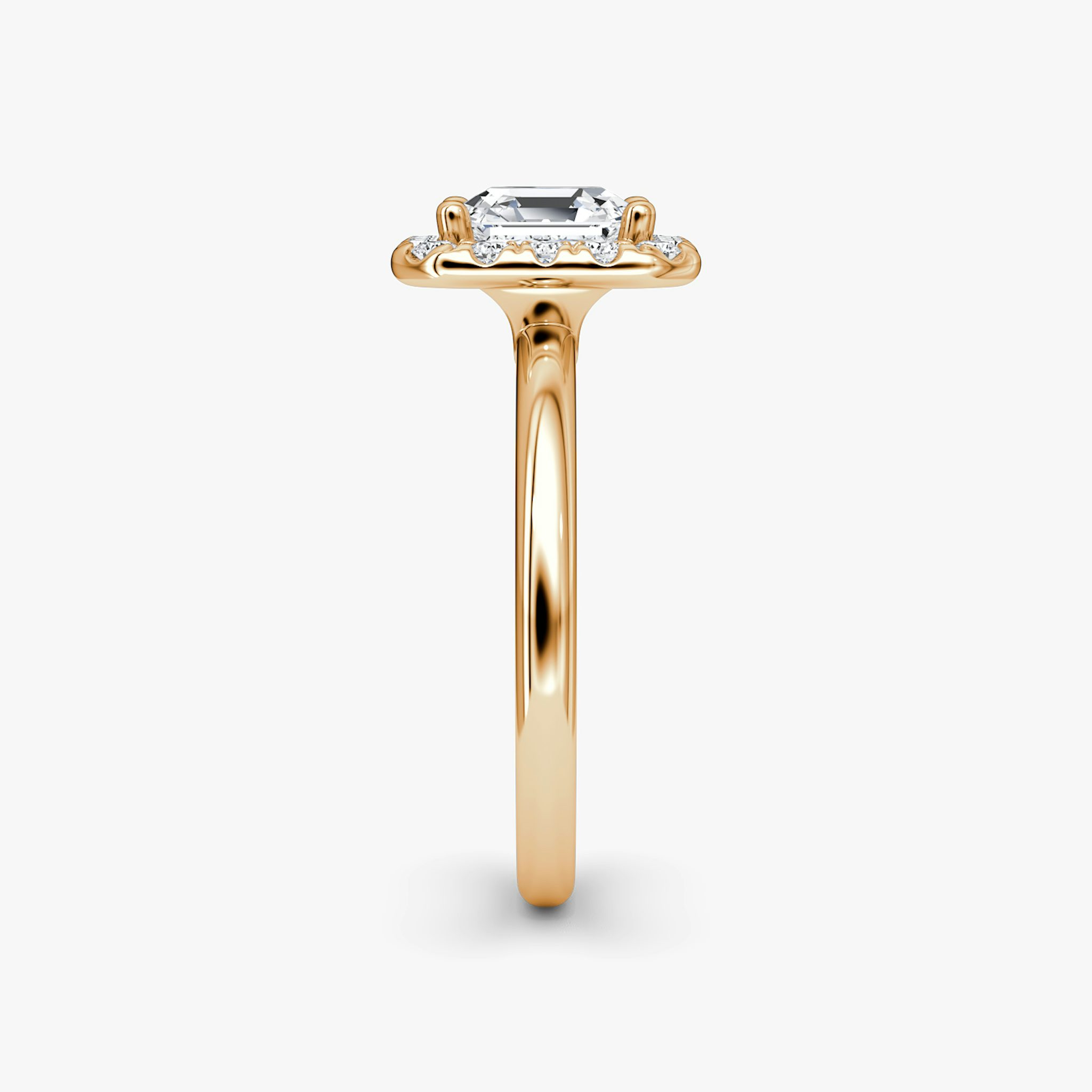 The Halo | Asscher | 14k | Rose Gold | bandAccent: Plain | haloSize: large | diamondOrientation: vertical | caratWeight: other