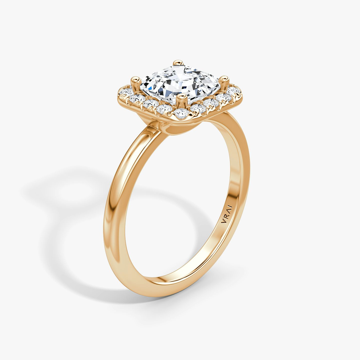 The Halo | Asscher | 14k | Rose Gold | bandAccent: Plain | haloSize: large | diamondOrientation: vertical | caratWeight: other