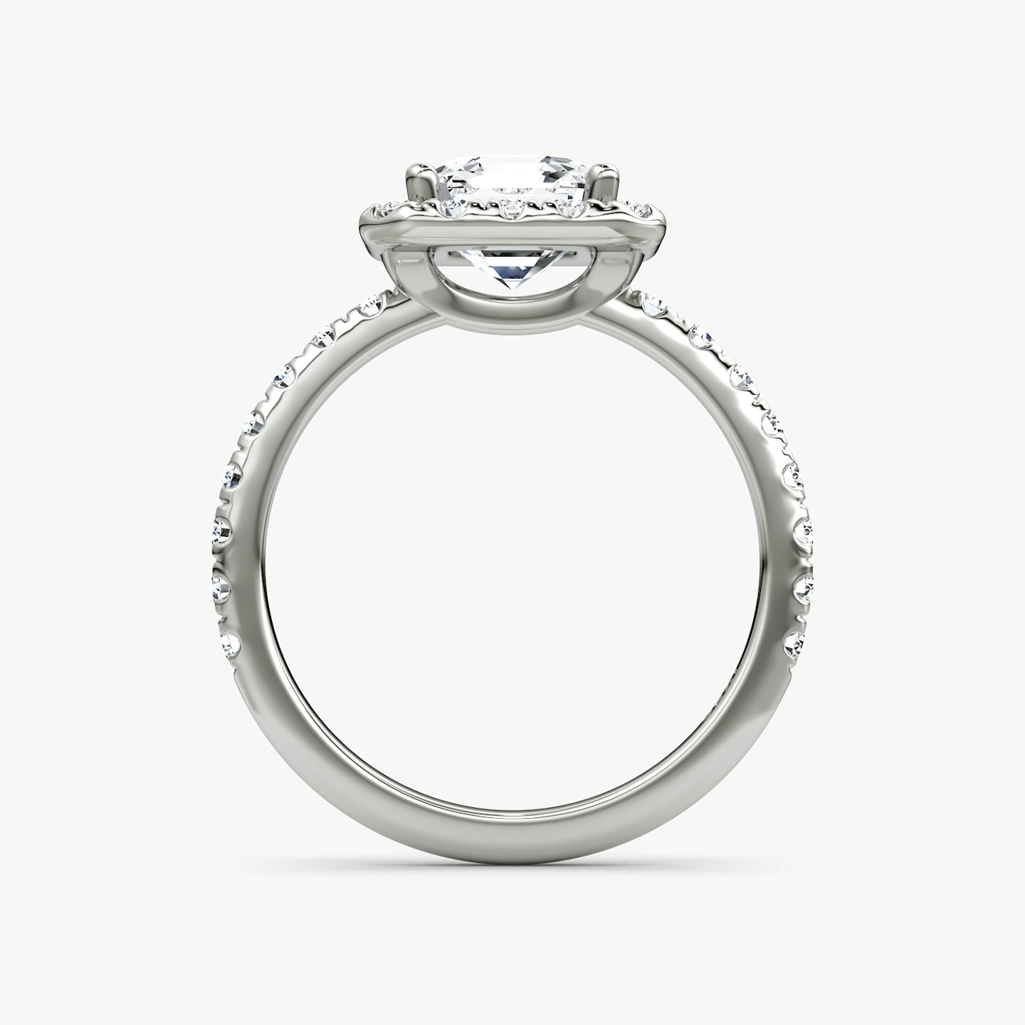 The Halo | Asscher | 18k | White Gold | bandAccent: Pavé | haloSize: large | diamondOrientation: vertical | caratWeight: other