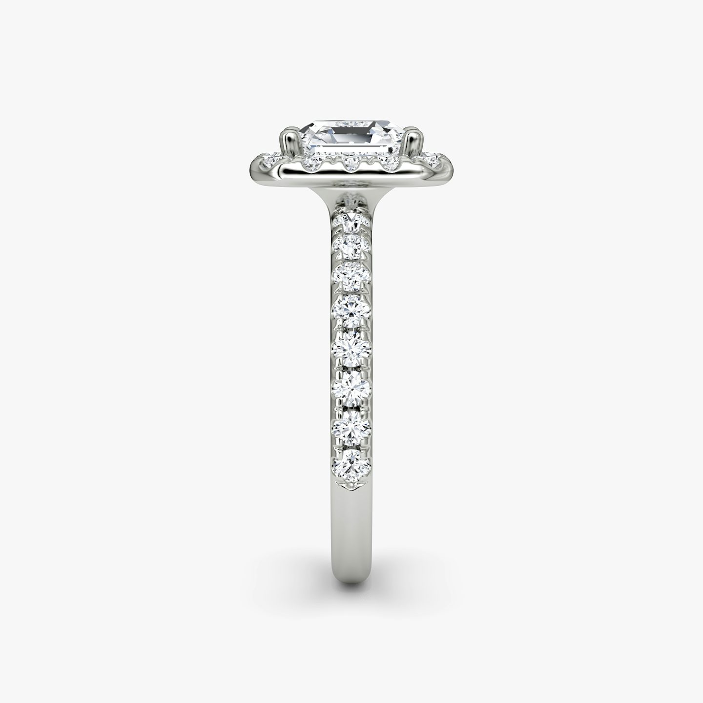 The Halo | Asscher | 18k | White Gold | bandAccent: Pavé | haloSize: large | diamondOrientation: vertical | caratWeight: other