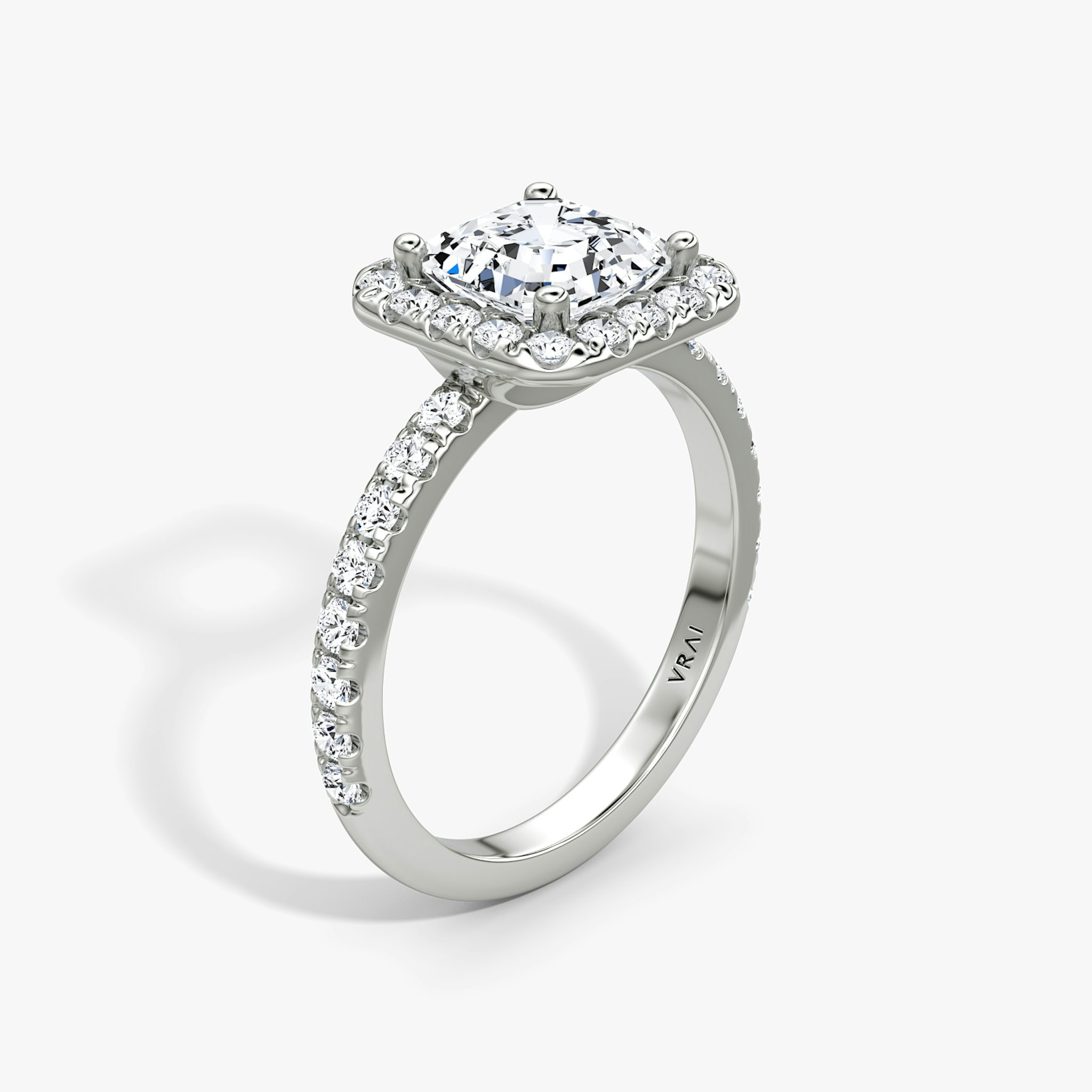 The Halo | Asscher | 18k | White Gold | bandAccent: Pavé | haloSize: large | diamondOrientation: vertical | caratWeight: other