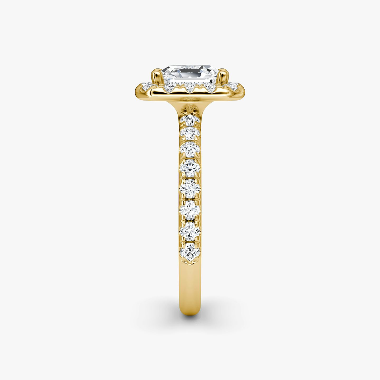 The Halo | Asscher | 18k | Yellow Gold | bandAccent: Pavé | haloSize: large | diamondOrientation: vertical | caratWeight: other