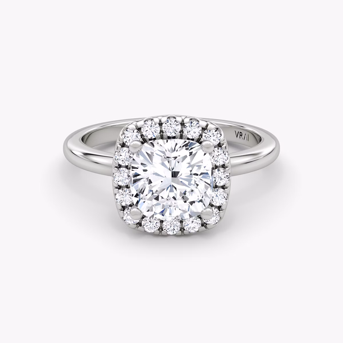 signature halo cushion plain large platinum