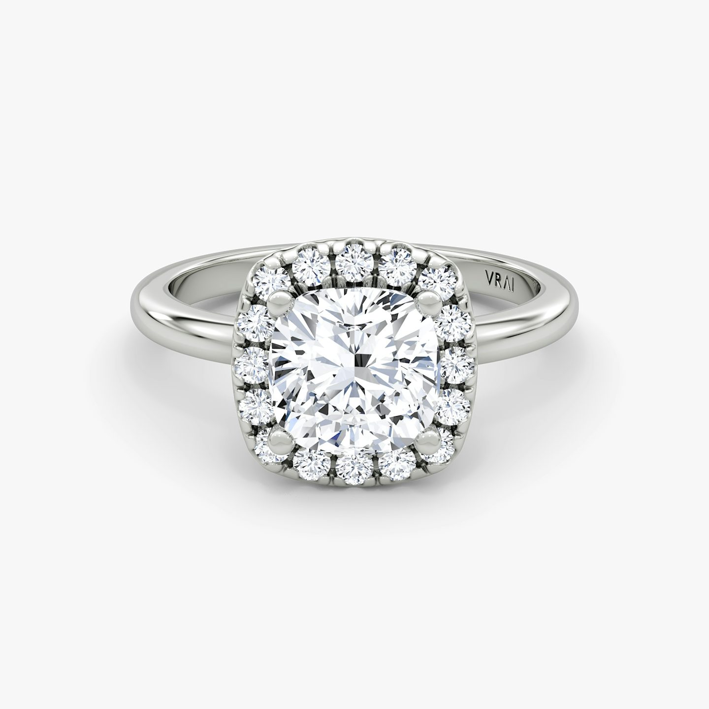 signature halo cushion plain large platinum