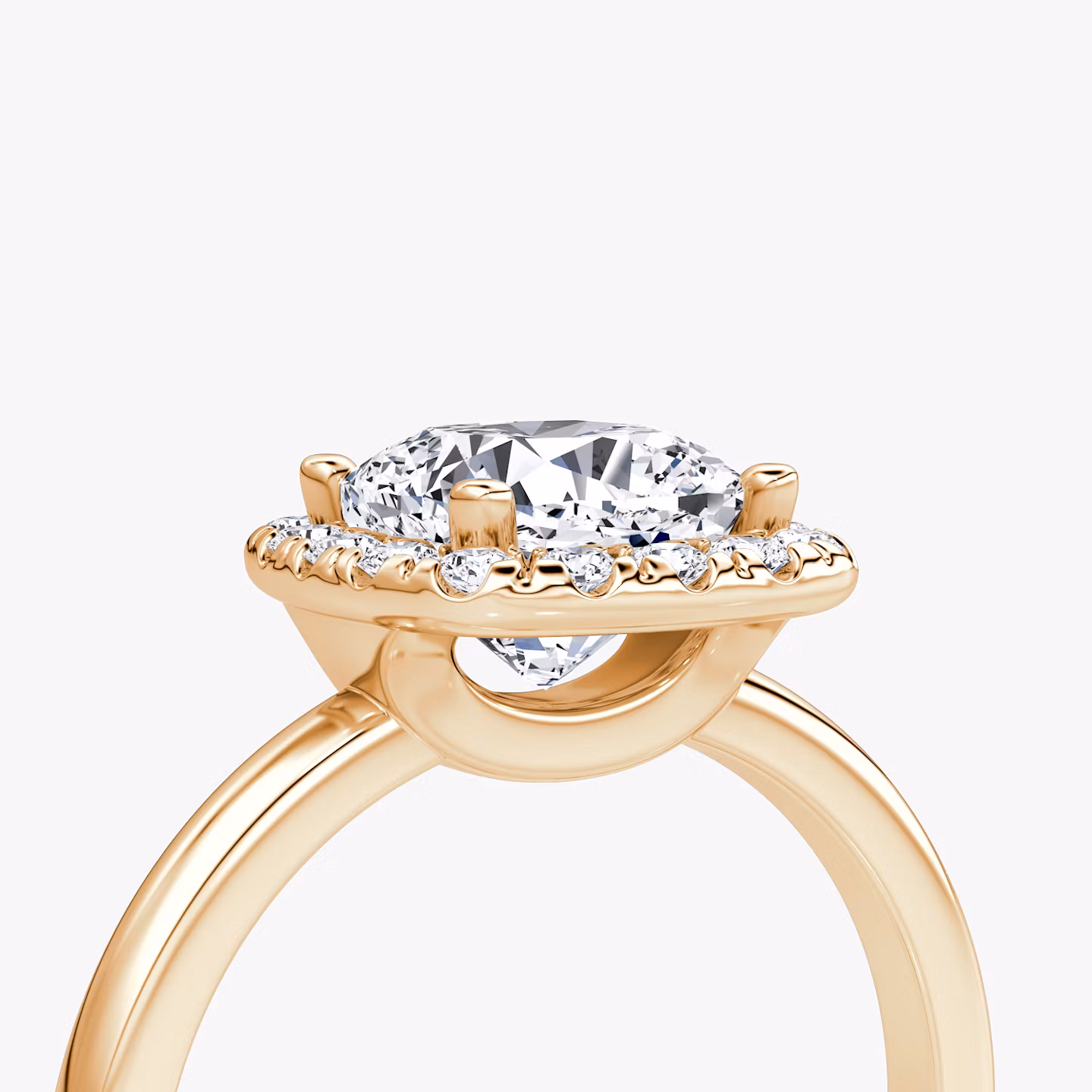 Halo | Cushion | 14k | Roségold | bandAccent: Ohne Pavé-Besatz | haloSize: large | diamondOrientation: vertical | caratWeight: other