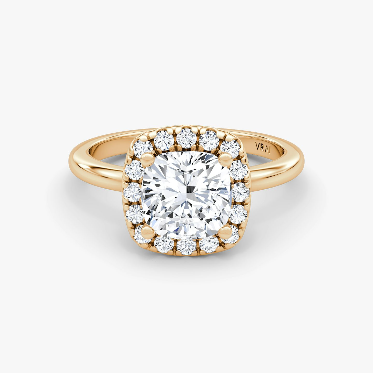 Halo | Cushion | 14k | Roségold | bandAccent: Ohne Pavé-Besatz | haloSize: large | diamondOrientation: vertical | caratWeight: other