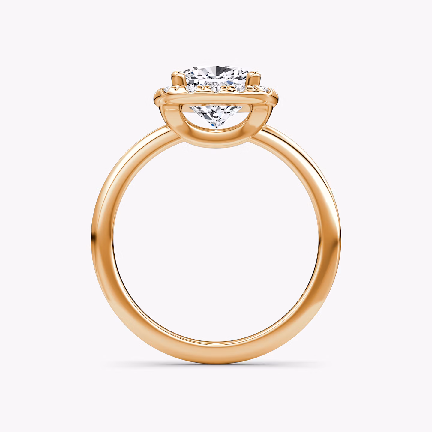 Halo | Cushion | 14k | Roségold | bandAccent: Ohne Pavé-Besatz | haloSize: large | diamondOrientation: vertical | caratWeight: other