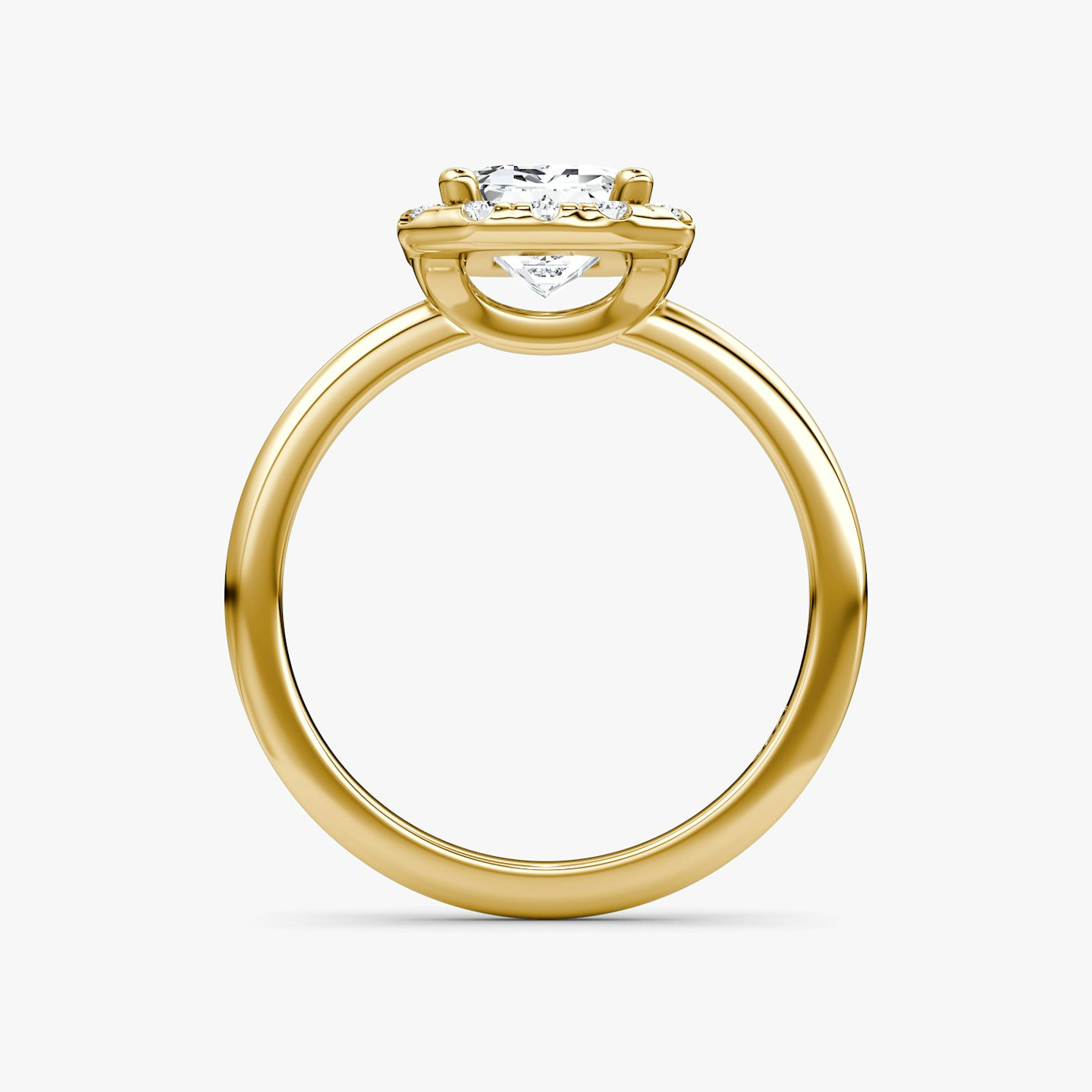 The Halo | Emerald | 18k | Yellow Gold | bandAccent: Plain | haloSize: large | diamondOrientation: vertical | caratWeight: other