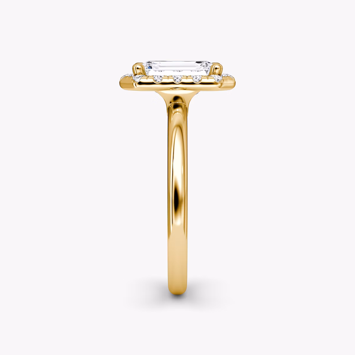 The Halo | Emerald | 18k | Yellow Gold | bandAccent: Plain | haloSize: large | diamondOrientation: vertical | caratWeight: other