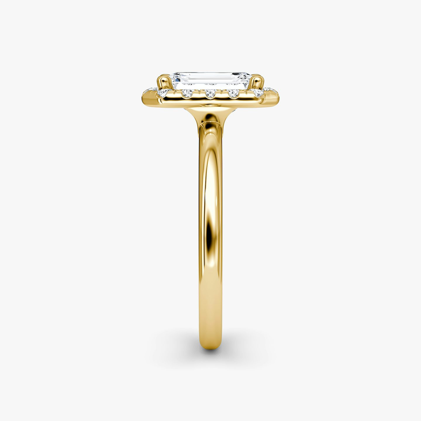 The Halo | Emerald | 18k | Yellow Gold | bandAccent: Plain | haloSize: large | diamondOrientation: vertical | caratWeight: other
