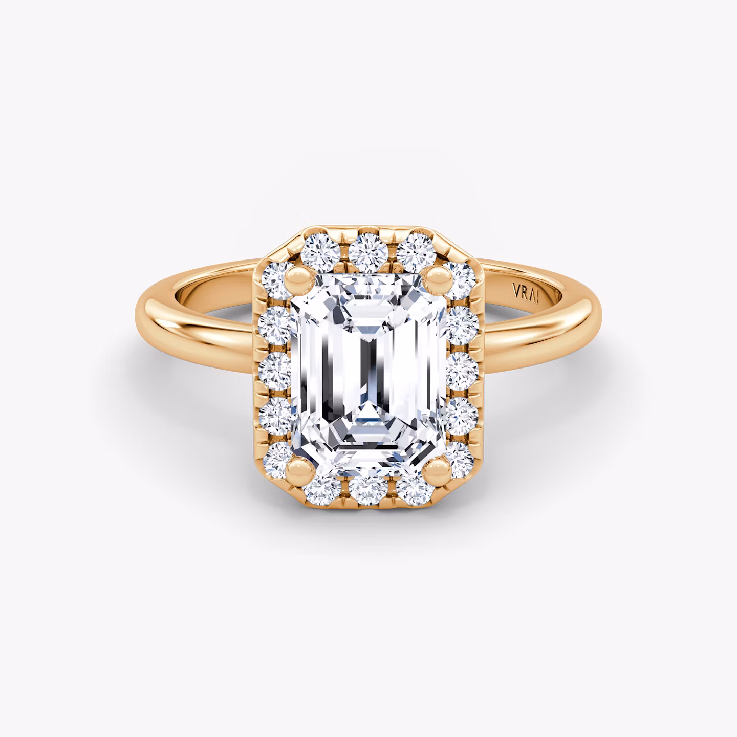 The Halo Emerald | Rose Gold