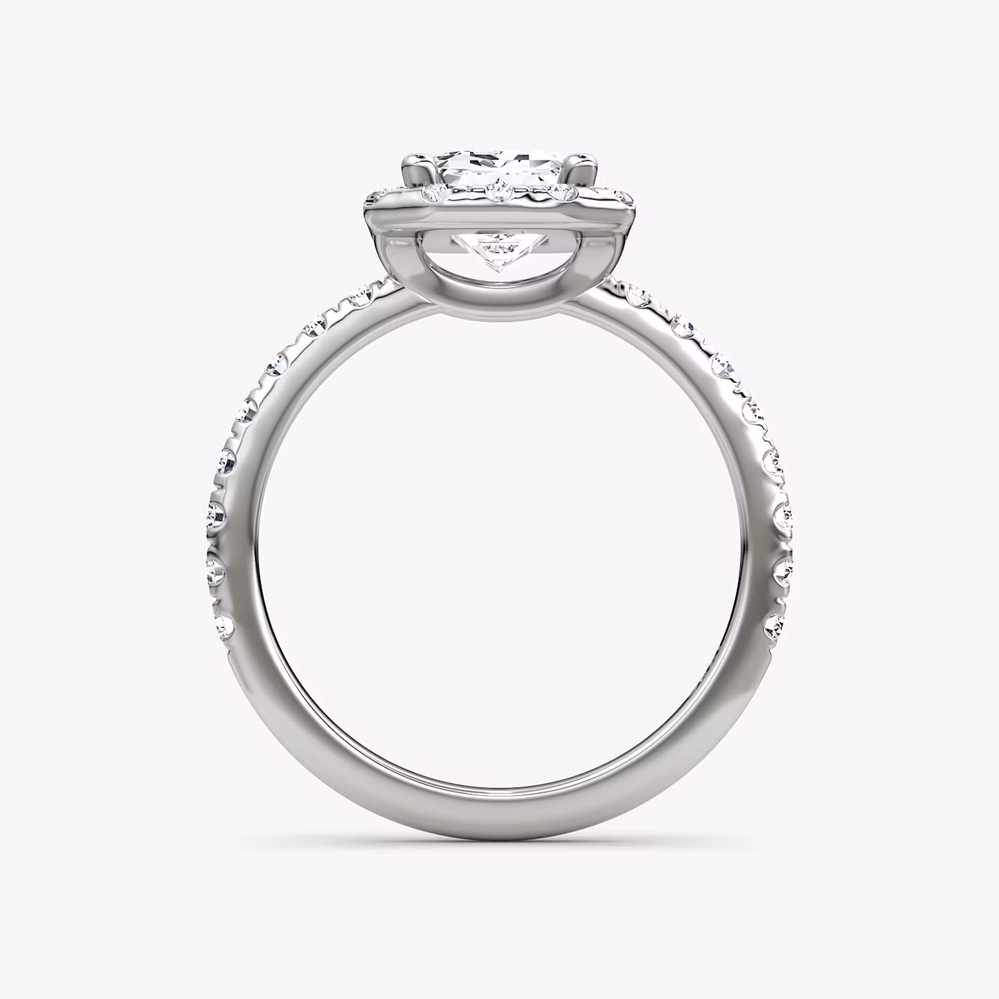 Halo | Emerald | 18k | Weißgold | bandAccent: Mit Pavé-Besatz | haloSize: large | diamondOrientation: vertical | caratWeight: other