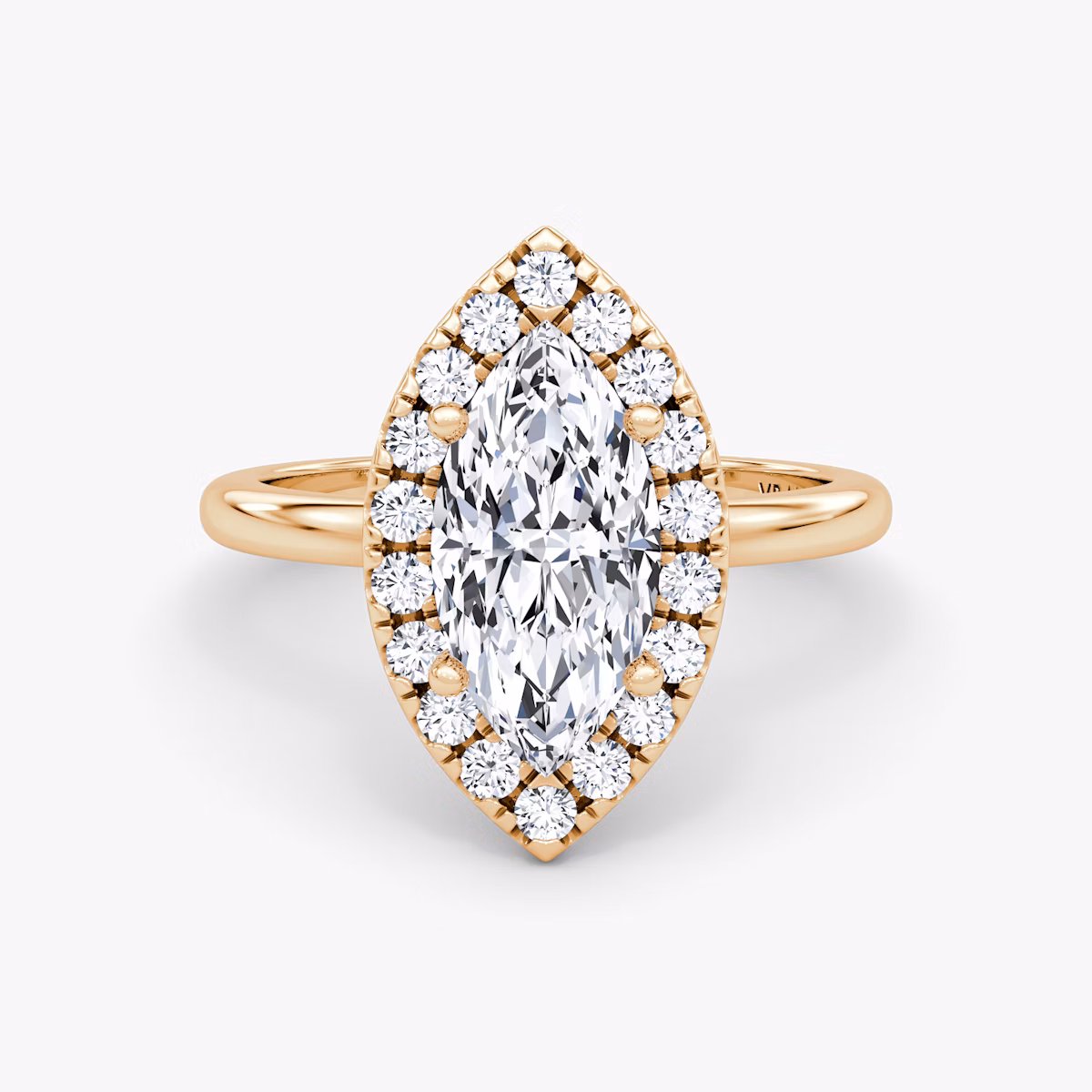 The Halo | Marquise | 14k | Rose Gold | bandAccent: Plain | haloSize: large | diamondOrientation: vertical | caratWeight: other