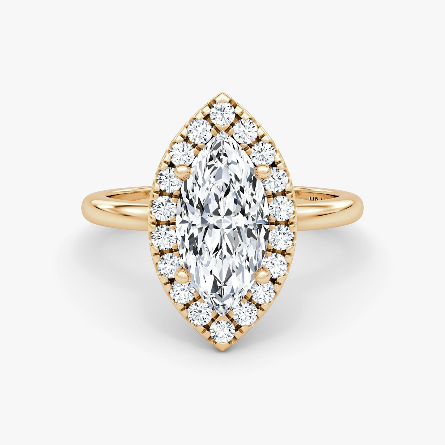The Halo | Marquise | 14k | Rose Gold | bandAccent: Plain | haloSize: large | diamondOrientation: vertical | caratWeight: other