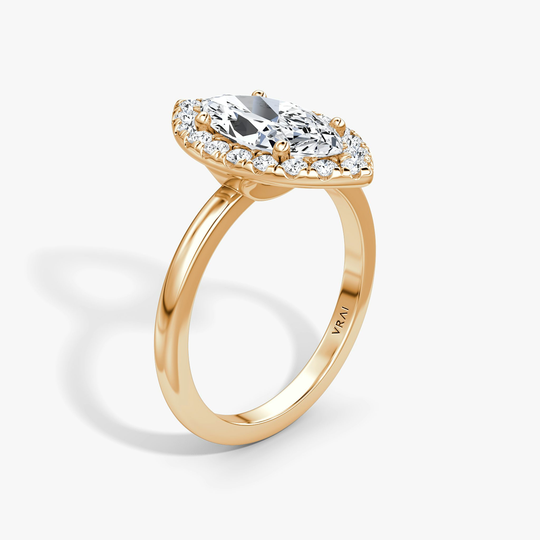 The Halo | Marquise | 14k | Rose Gold | bandAccent: Plain | haloSize: large | diamondOrientation: vertical | caratWeight: other