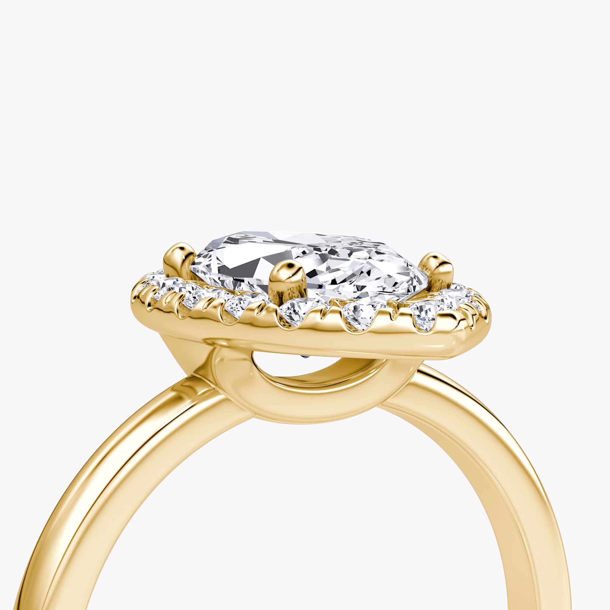 The Halo | Marquise | 18k | Yellow Gold | bandAccent: Plain | haloSize: large | diamondOrientation: vertical | caratWeight: other