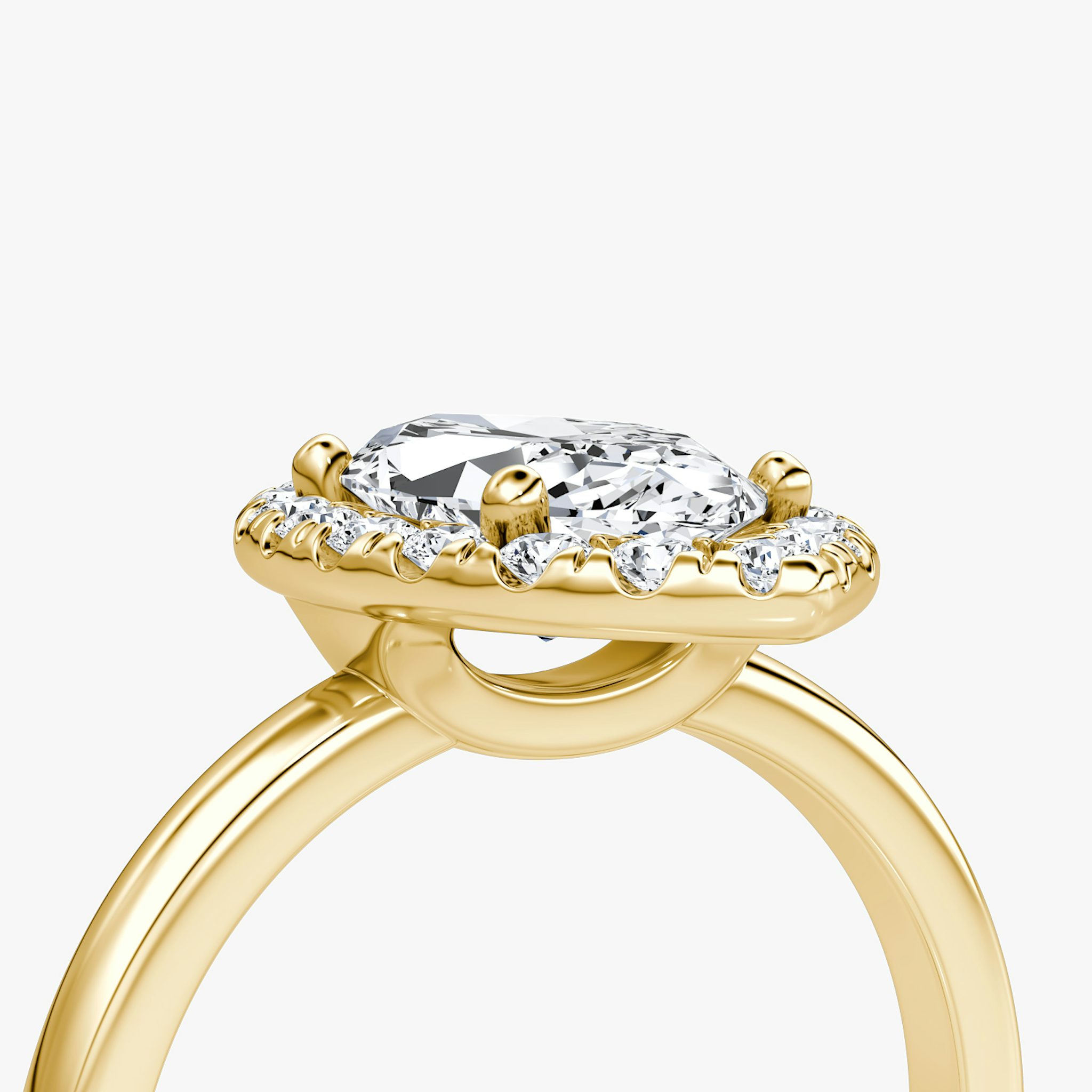 The Halo | Marquise | 18k | Yellow Gold | bandAccent: Plain | haloSize: large | diamondOrientation: vertical | caratWeight: other