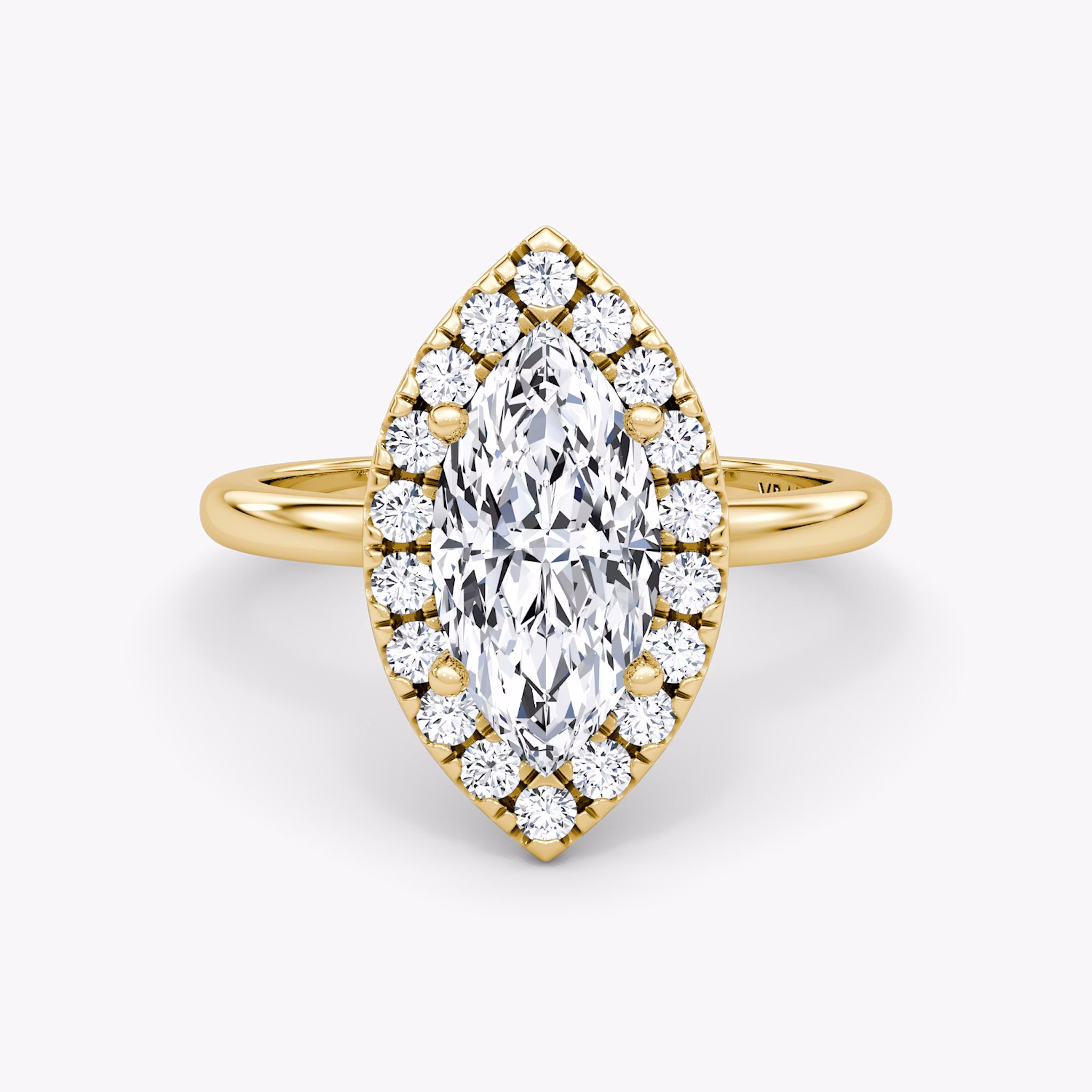 The Halo | Marquise | 18k | Yellow Gold | bandAccent: Plain | haloSize: large | diamondOrientation: vertical | caratWeight: other