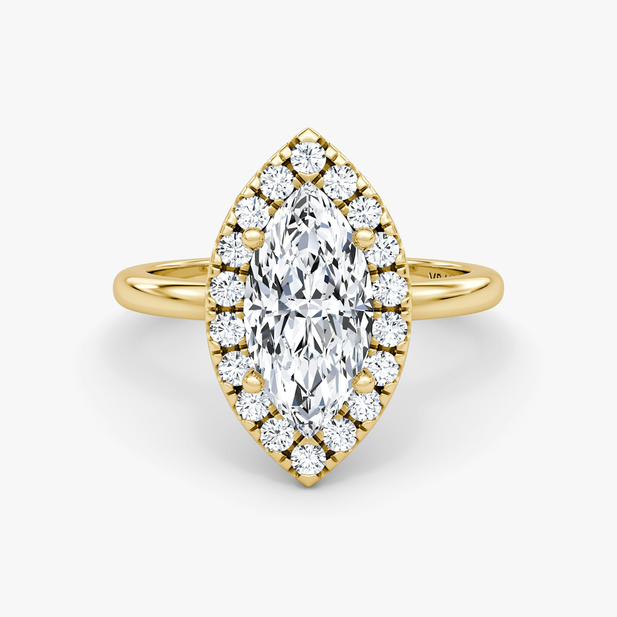 The Halo | Marquise | 18k | Yellow Gold | bandAccent: Plain | haloSize: large | diamondOrientation: vertical | caratWeight: other