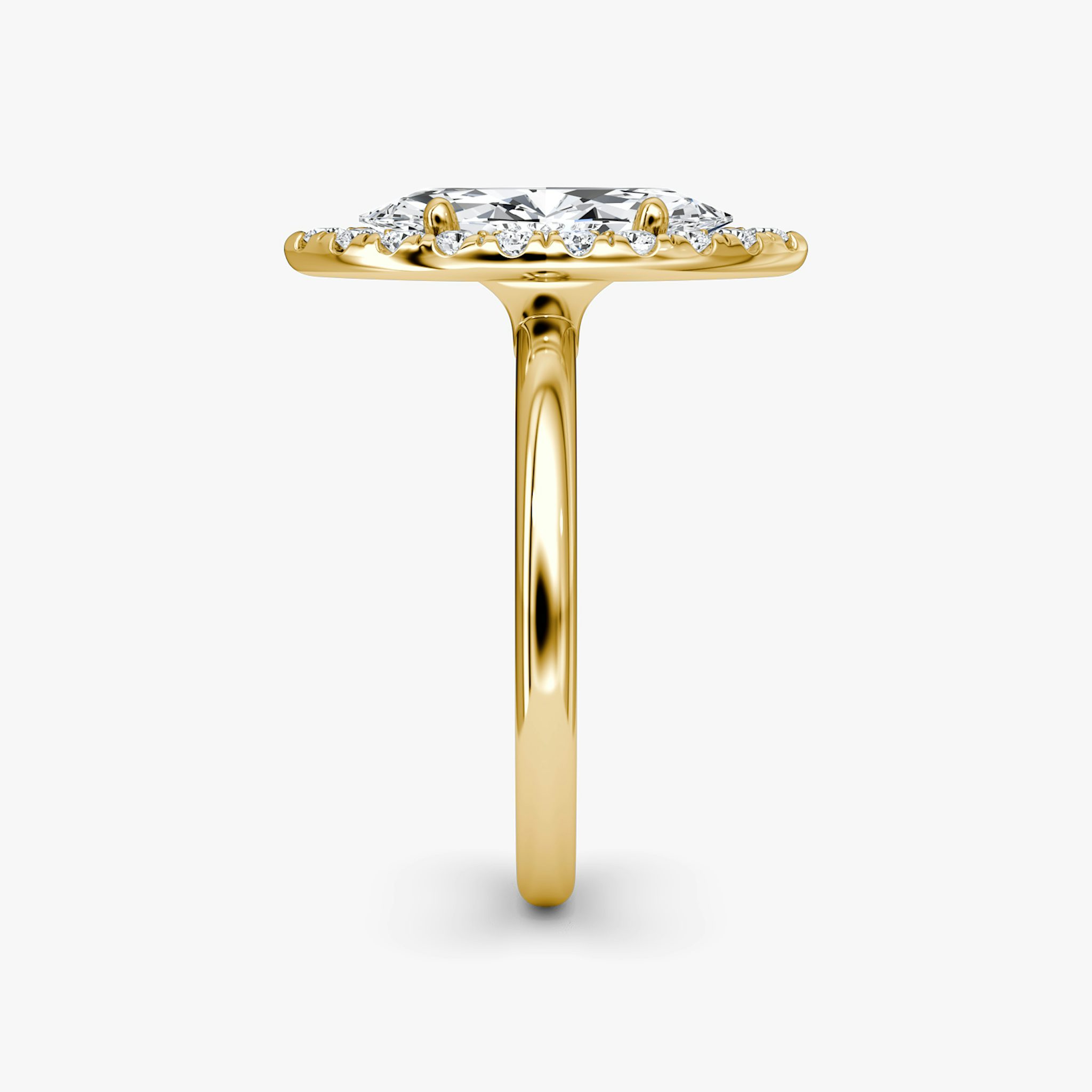 The Halo | Marquise | 18k | Yellow Gold | bandAccent: Plain | haloSize: large | diamondOrientation: vertical | caratWeight: other