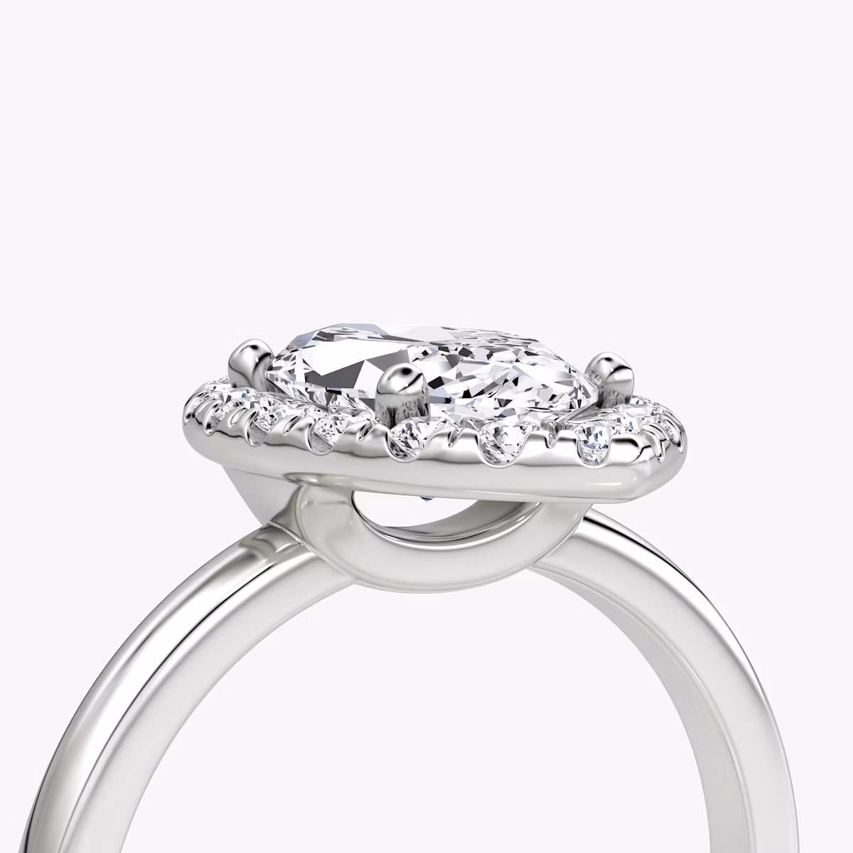 The Halo | Marquise | Platinum | bandAccent: Plain | haloSize: large | diamondOrientation: vertical | caratWeight: other