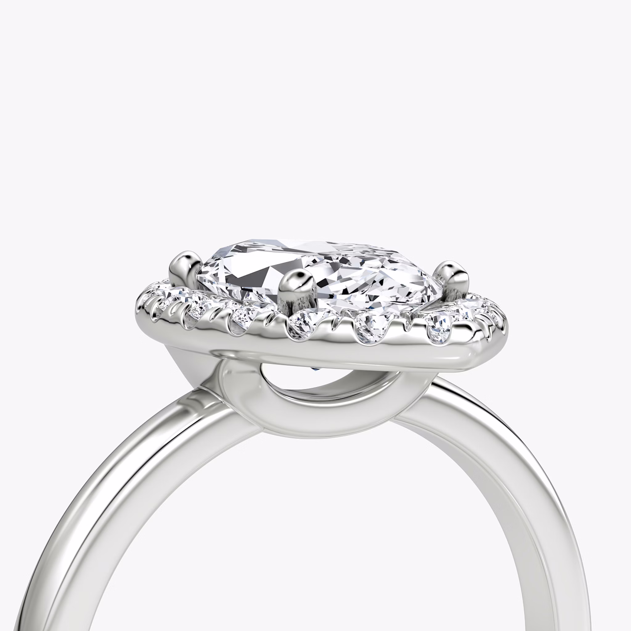 The Halo | Marquise | 18k | White Gold | bandAccent: Plain | haloSize: large | diamondOrientation: vertical | caratWeight: other