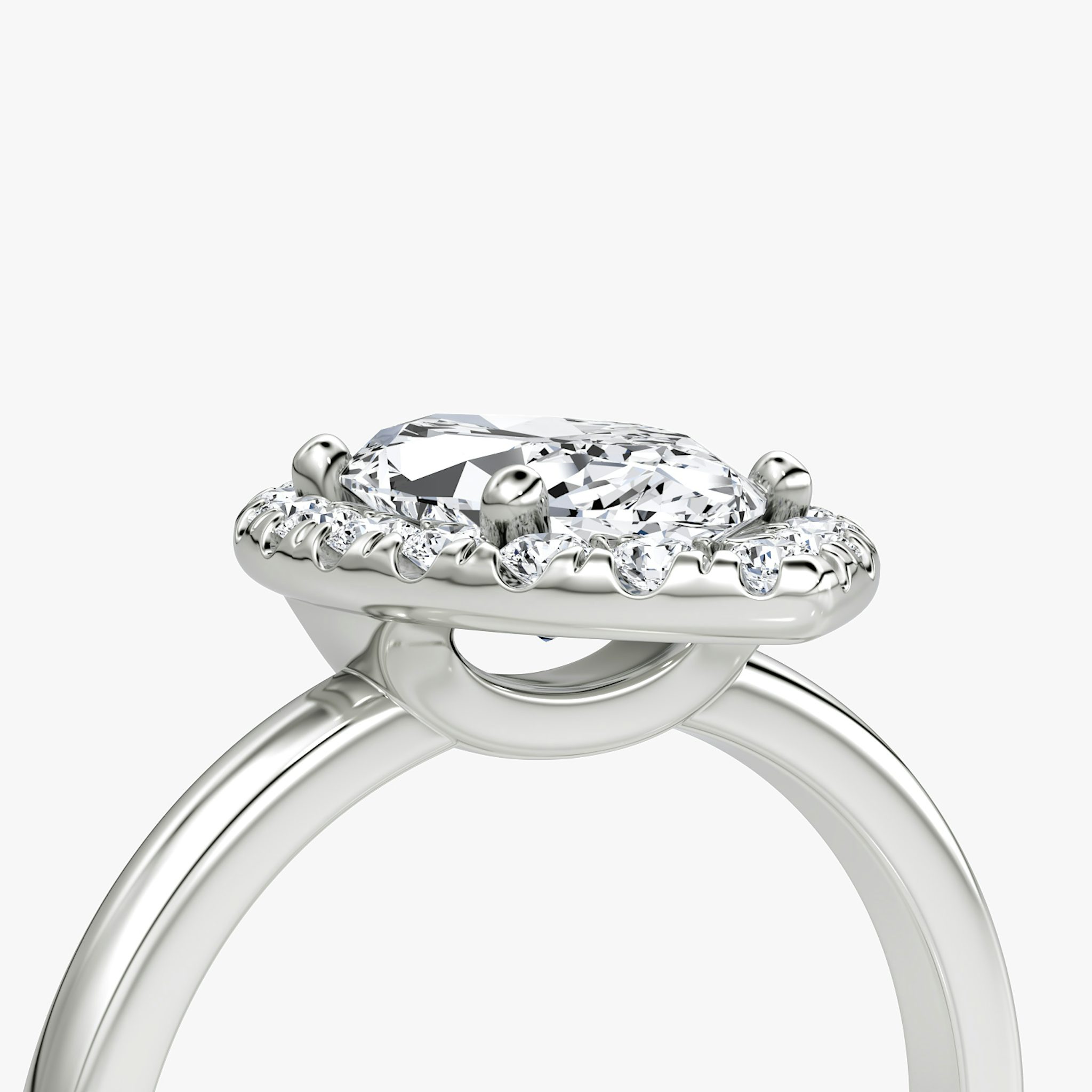 The Halo | Marquise | 18k | White Gold | bandAccent: Plain | haloSize: large | diamondOrientation: vertical | caratWeight: other
