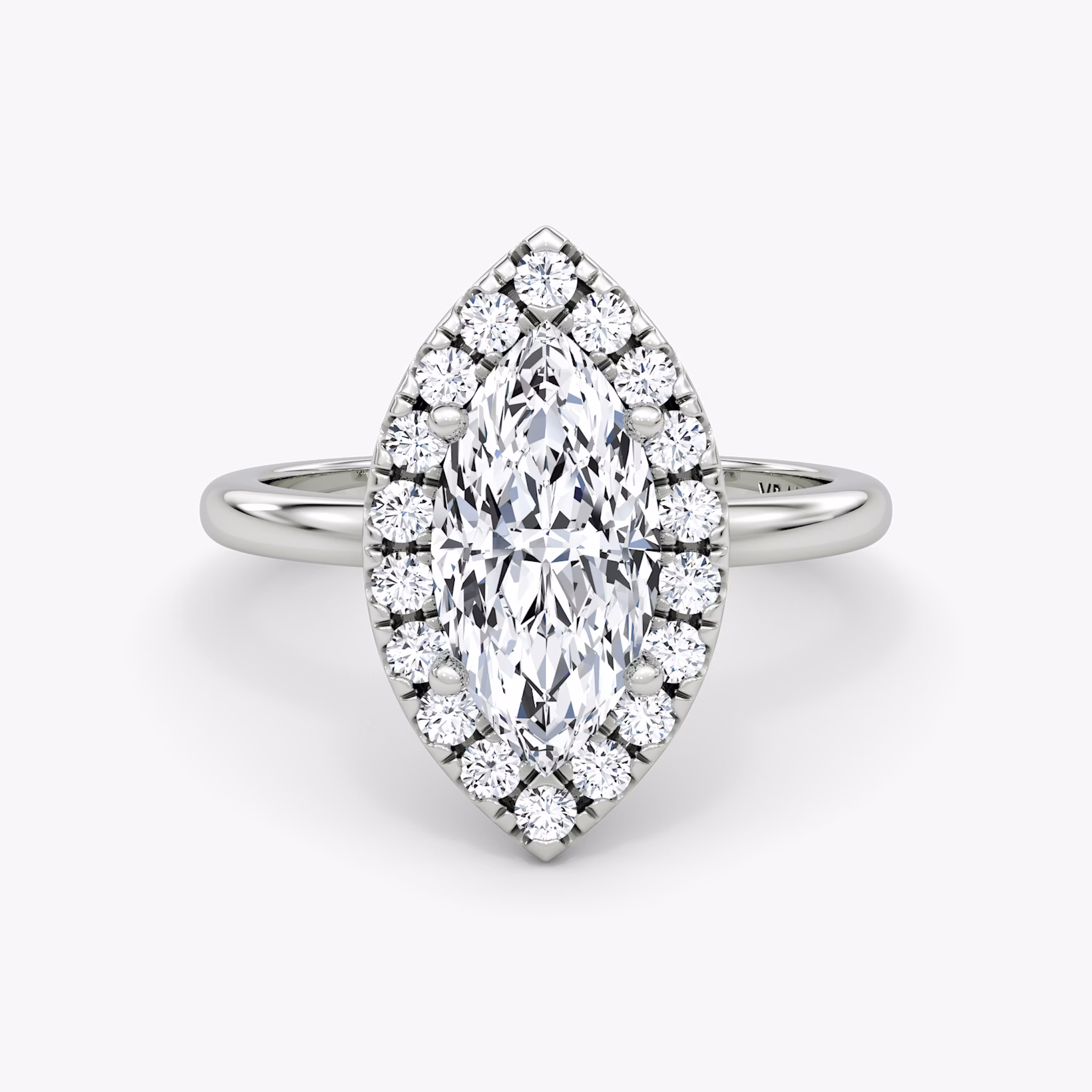 The Halo | Marquise | 18k | White Gold | bandAccent: Plain | haloSize: large | diamondOrientation: vertical | caratWeight: other
