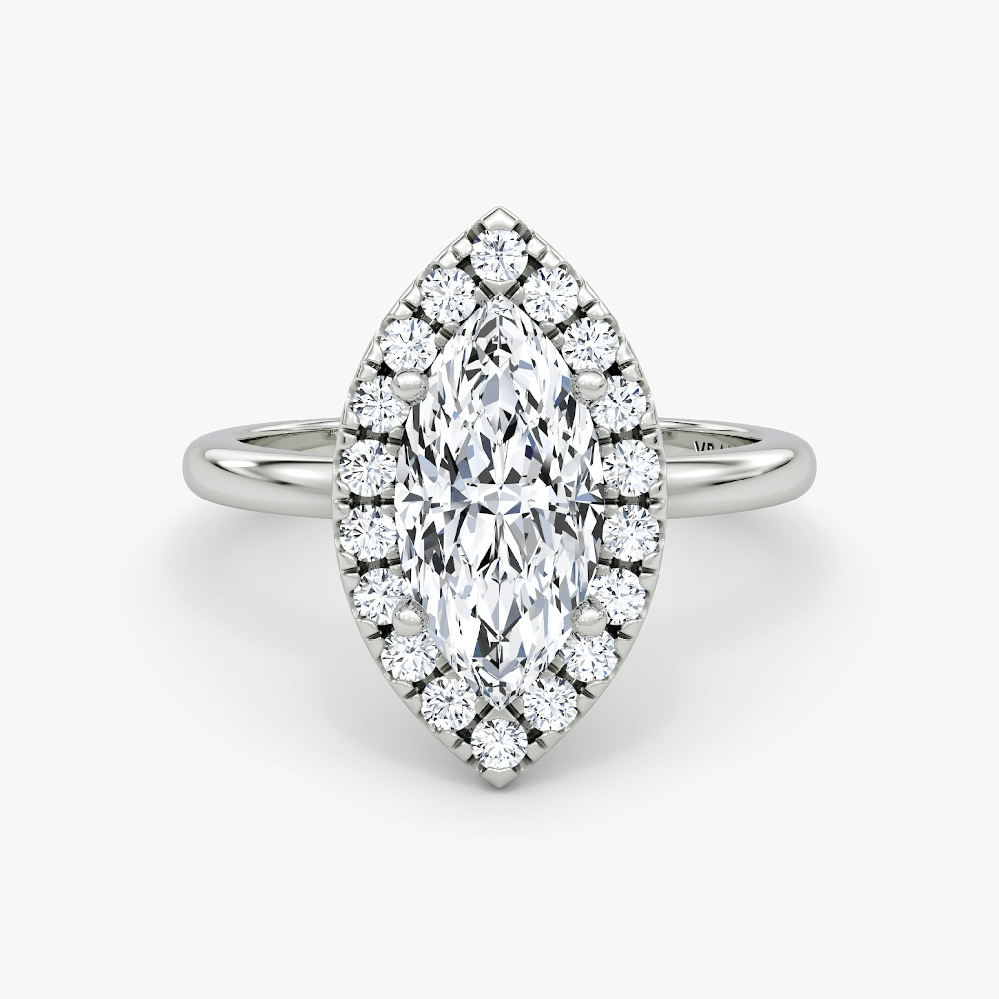 The Halo | Marquise | 18k | White Gold | bandAccent: Plain | haloSize: large | diamondOrientation: vertical | caratWeight: other
