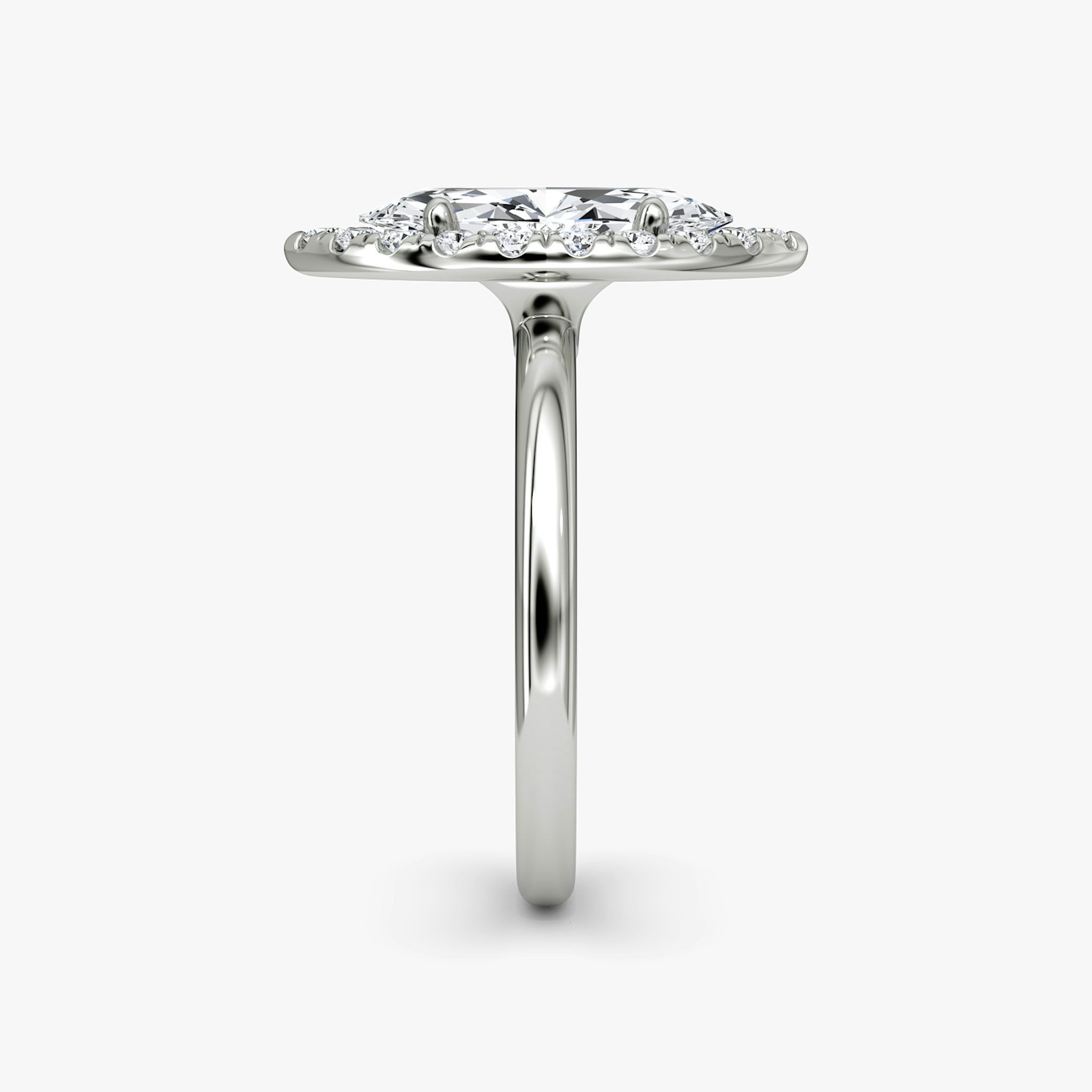 The Halo | Marquise | 18k | White Gold | bandAccent: Plain | haloSize: large | diamondOrientation: vertical | caratWeight: other