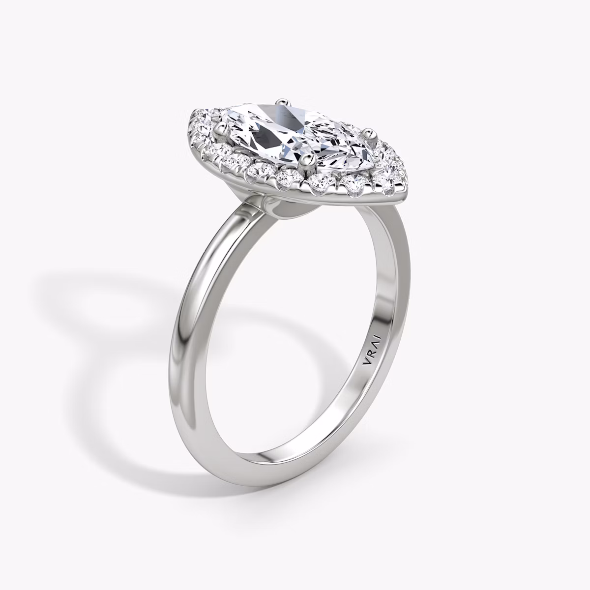 The Halo | Marquise | Platinum | bandAccent: Plain | haloSize: large | diamondOrientation: vertical | caratWeight: other