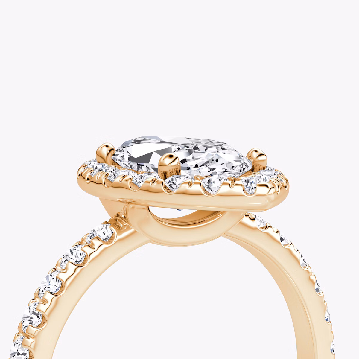 Halo | Marquise | 14k | Roségold | bandAccent: Mit Pavé-Besatz | haloSize: large | diamondOrientation: vertical | caratWeight: other