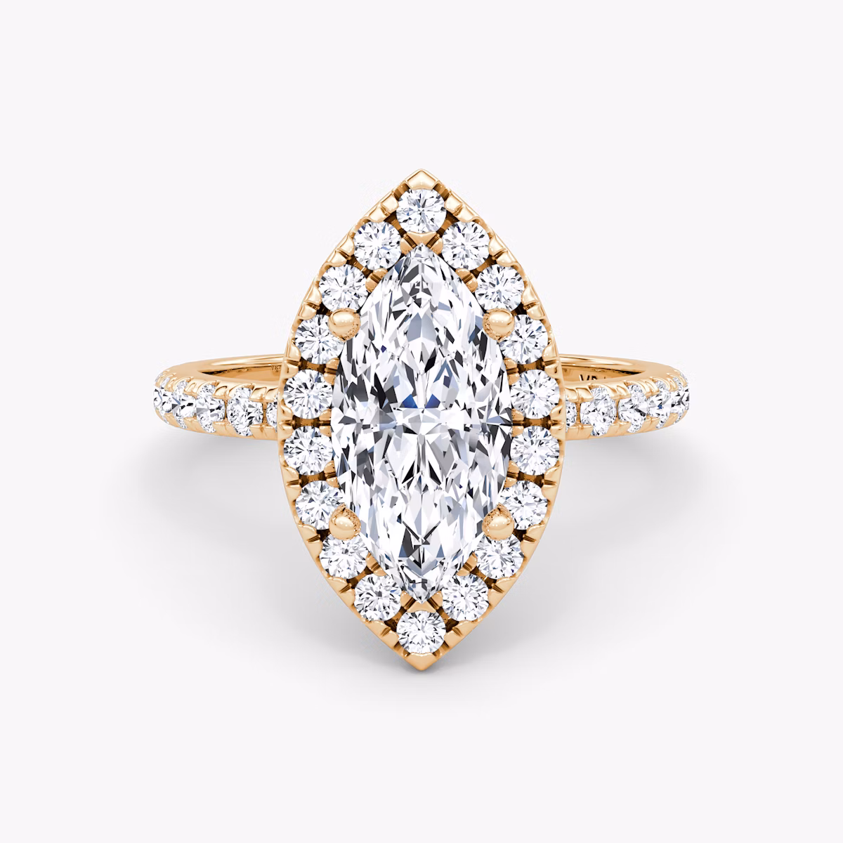 Halo | Marquise | 14k | Roségold | bandAccent: Mit Pavé-Besatz | haloSize: large | diamondOrientation: vertical | caratWeight: other