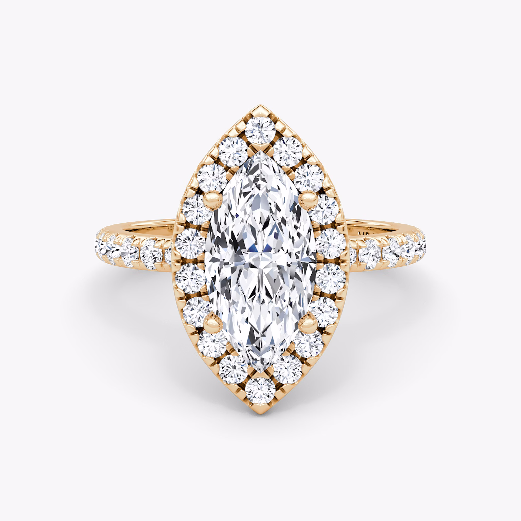 The Halo | Marquise | 14k | Rose Gold | bandAccent: Pavé | haloSize: large | diamondOrientation: vertical | caratWeight: other