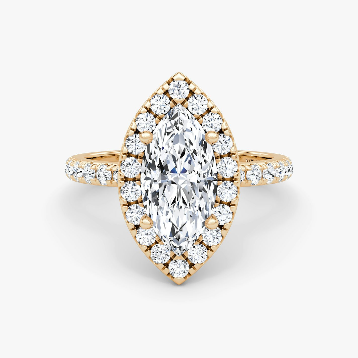 The Halo | Marquise | 14k | Rose Gold | bandAccent: Pavé | haloSize: large | diamondOrientation: vertical | caratWeight: other