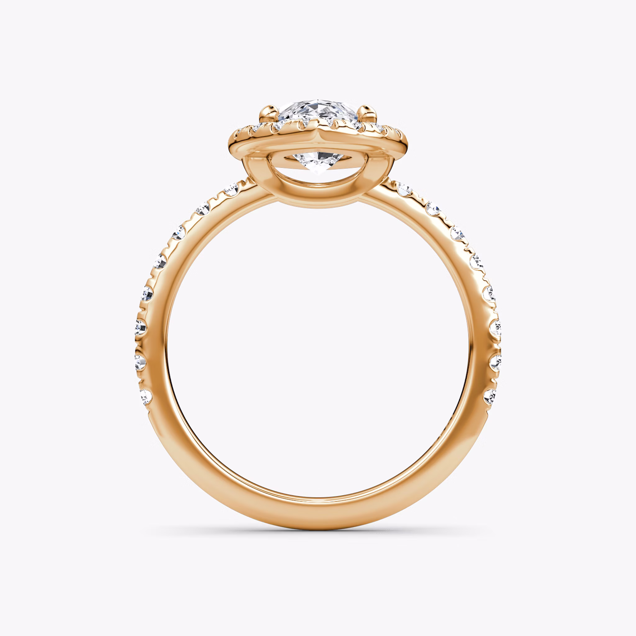The Halo | Marquise | 14k | Rose Gold | bandAccent: Pavé | haloSize: large | diamondOrientation: vertical | caratWeight: other