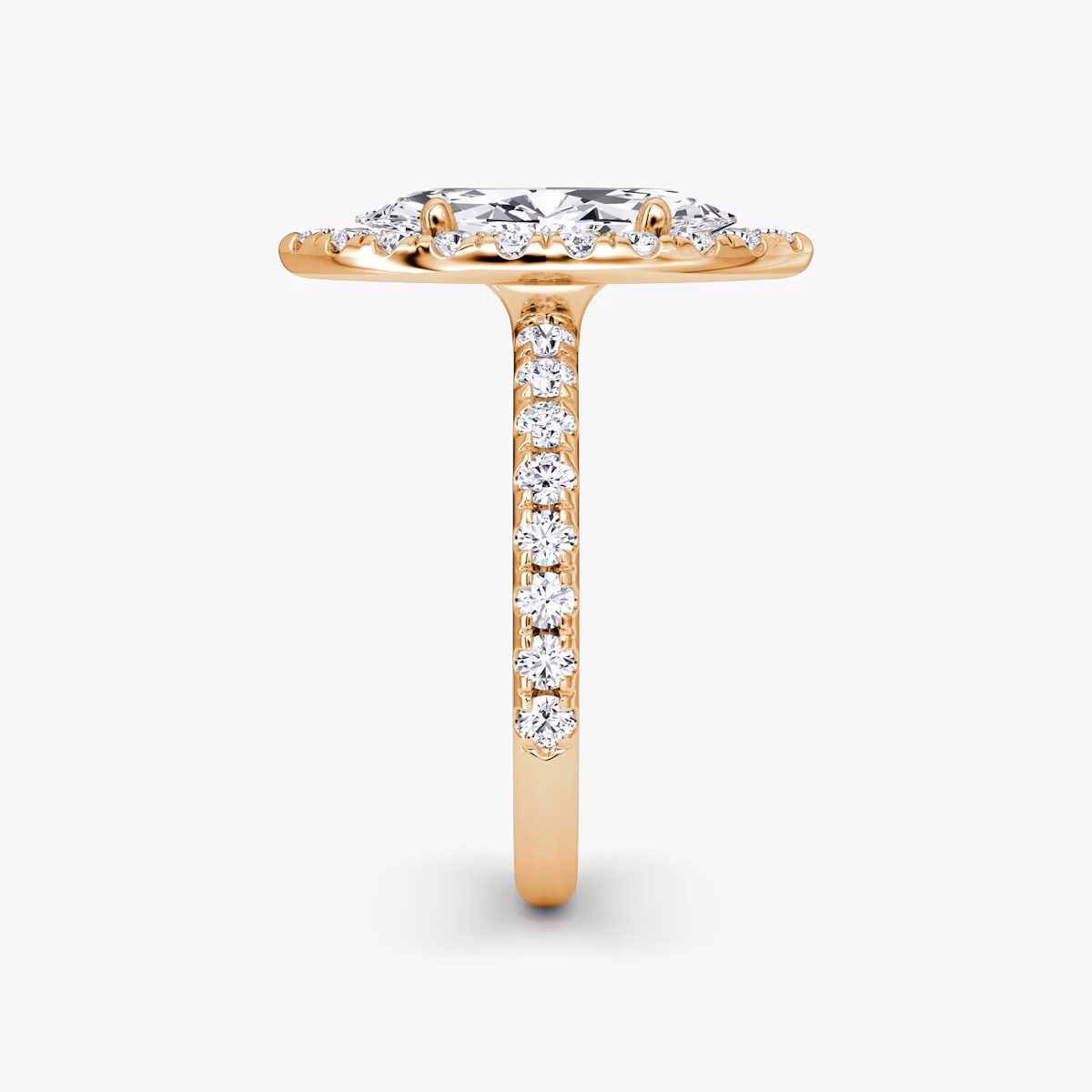 Halo | Marquise | 14k | Roségold | bandAccent: Mit Pavé-Besatz | haloSize: large | diamondOrientation: vertical | caratWeight: other