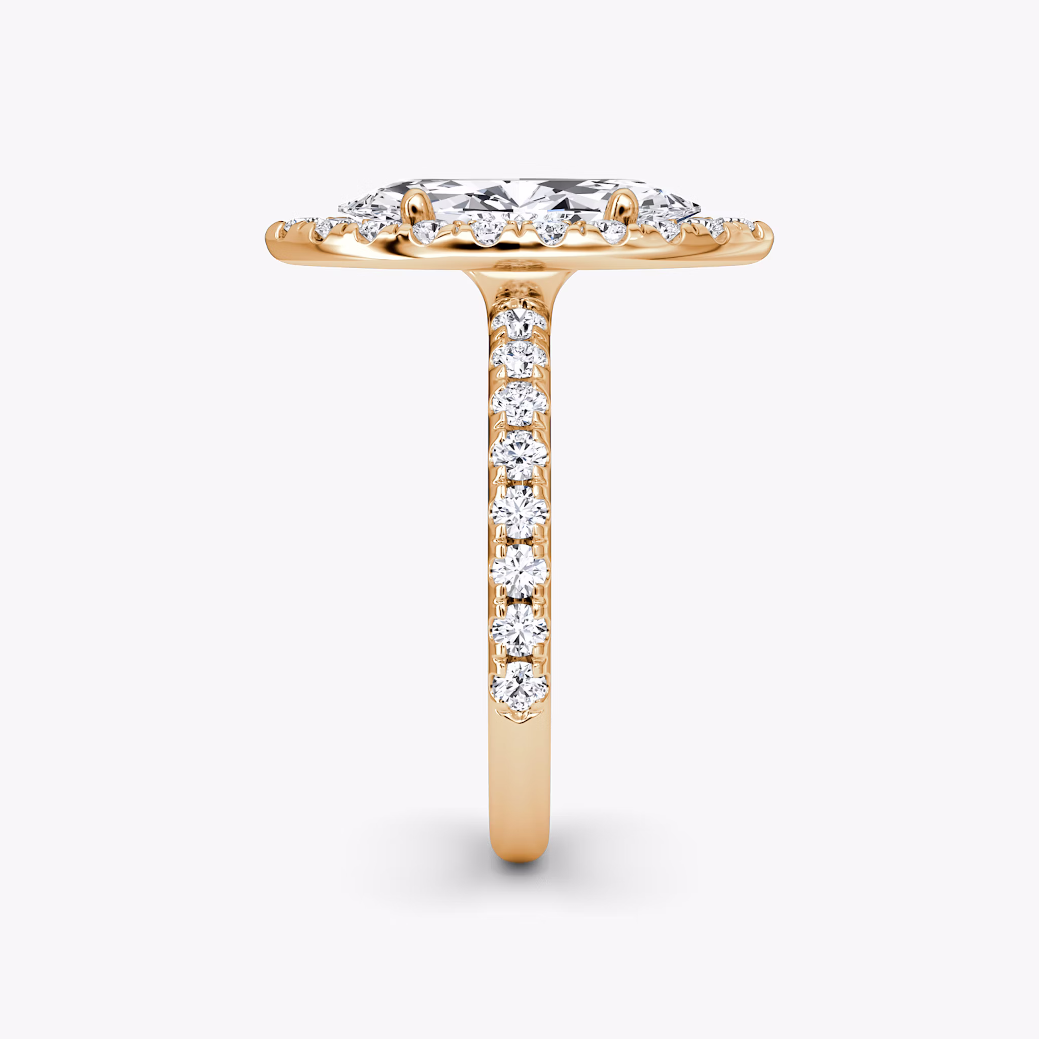 The Halo | Marquise | 14k | Rose Gold | bandAccent: Pavé | haloSize: large | diamondOrientation: vertical | caratWeight: other