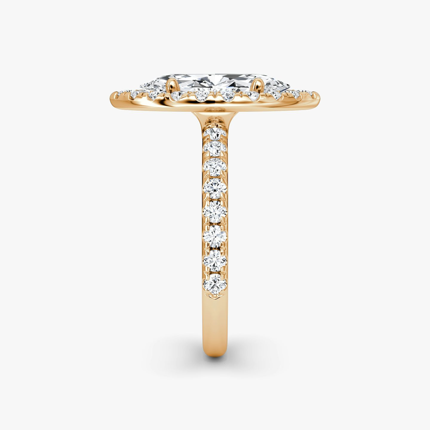The Halo | Marquise | 14k | Rose Gold | bandAccent: Pavé | haloSize: large | diamondOrientation: vertical | caratWeight: other